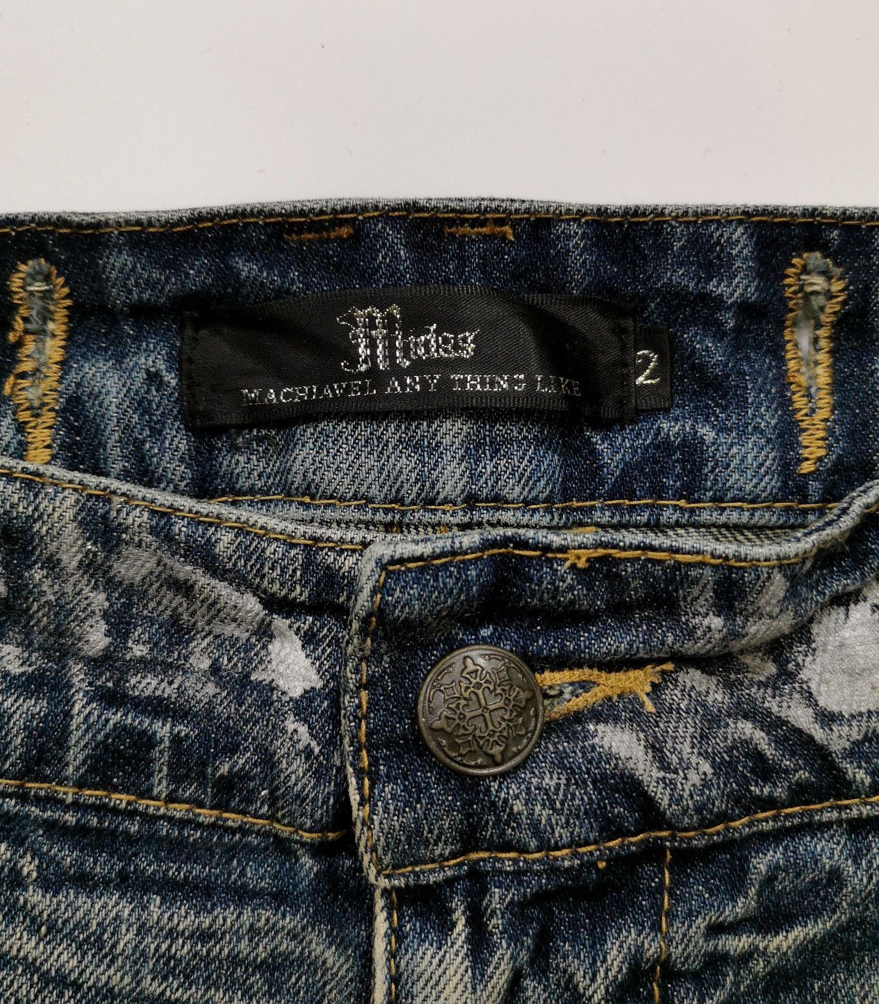 Tornado Mart Midas Japan Silver Paint Distressed Denim Jeans Size US 32 / EU 48 - 10 Thumbnail