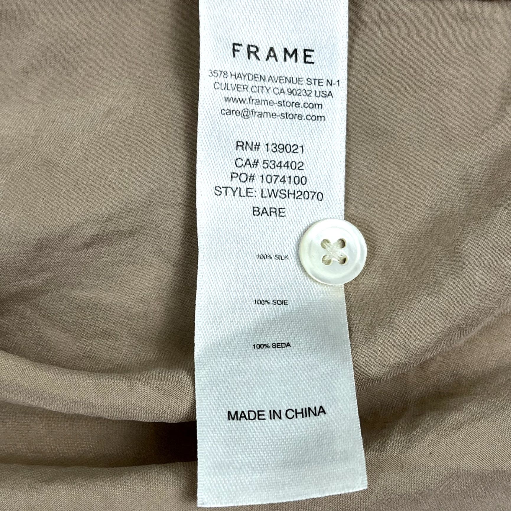 Frame VINTAGE FRAME Shirt Womens Small 100% Silk Button-Up Brown Regular L/S Pockets 90s? Size S / US 4 / IT 40 - 4 Thumbnail