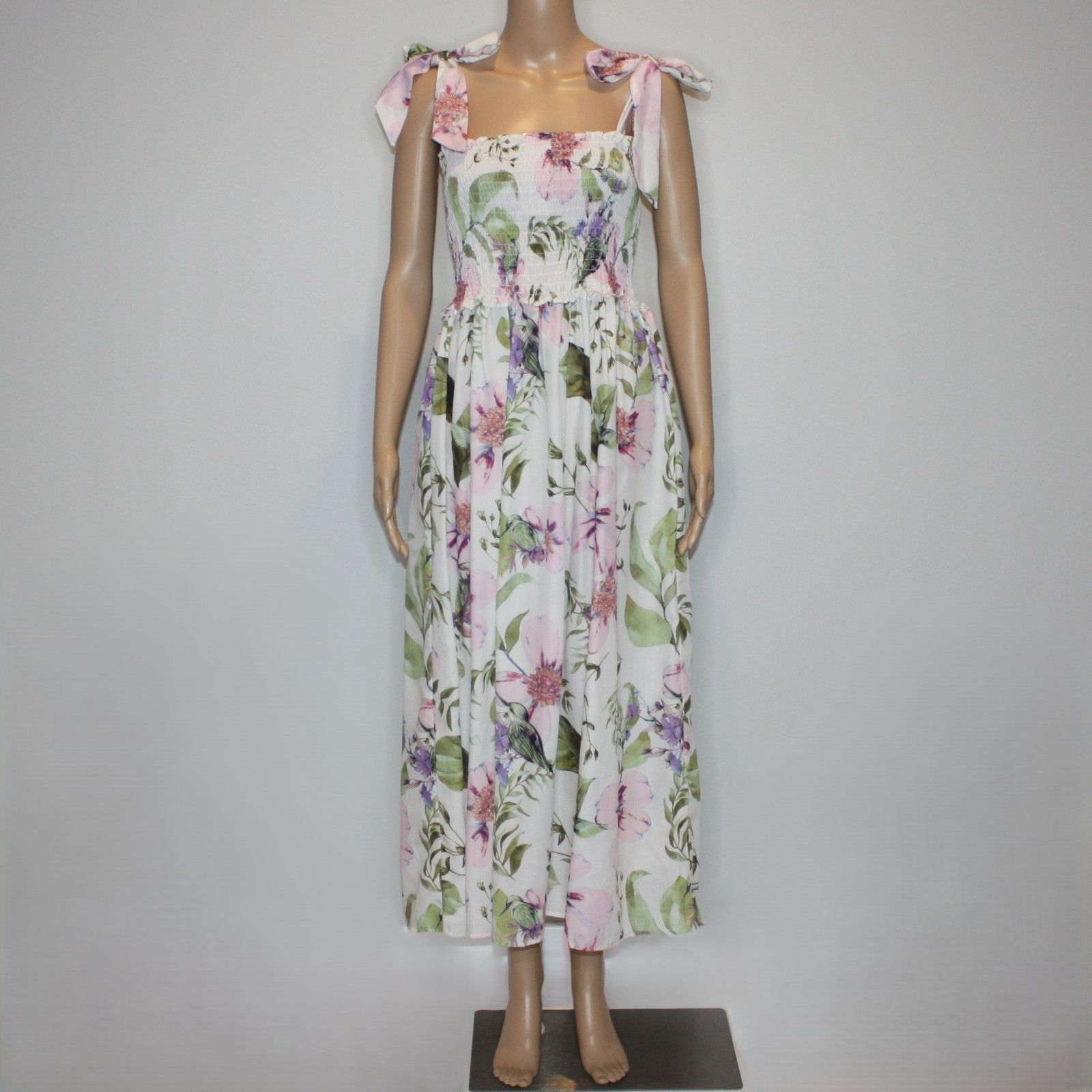 Other Goodnight Macaroon Floral Tie Shoulder Shirred Dress Size S / US 4 / IT 40 - 1 Thumbnail