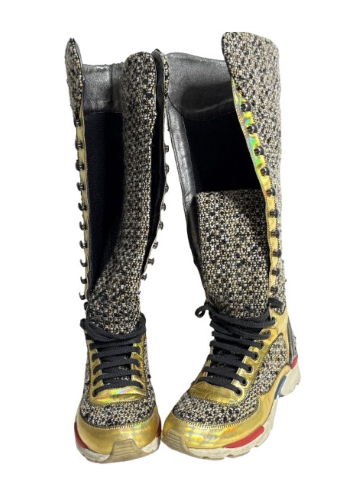 Chanel CHANEL Fall 2014 Tweed High Top Sneakers Boots Rare Size US 5 / IT 35 - 2 Thumbnail