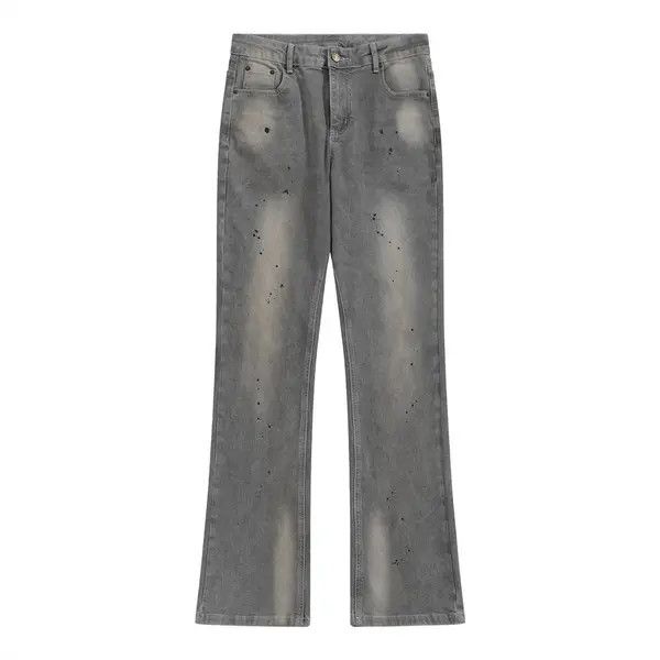 Japanese Brand Street ink-splashed washed loose wide-leg flared jeans Size US 32 / EU 48 - 1 Thumbnail