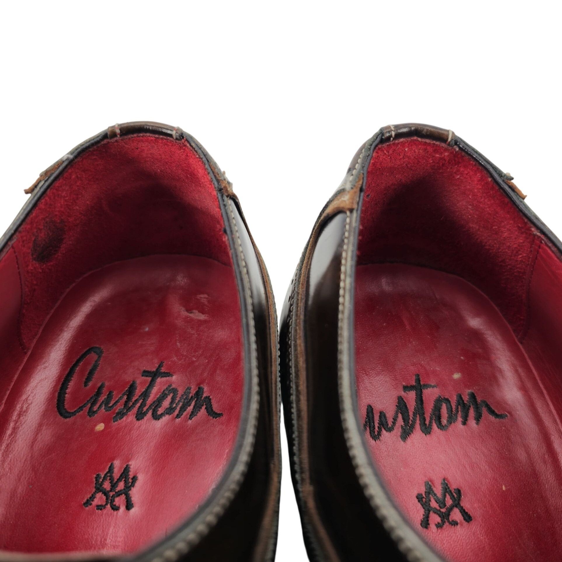 Mezlan Mezlan Custom Men 11.5 Brown Polished Leather Wingtip Oxford Size US 11.5 / EU 44-45 - 4 Thumbnail