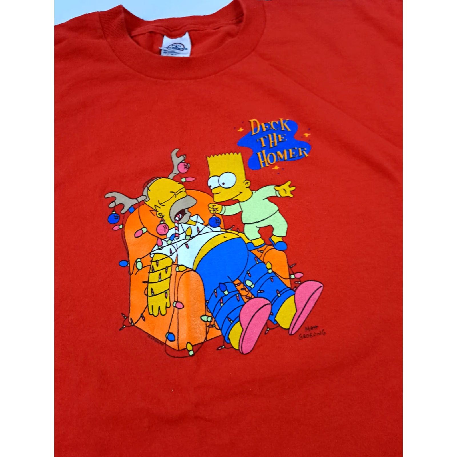Delta Delta Simpsons Christmas Tee Deck the Homer T-Shirt 2XL Red Mens Short Sleeve Christmas 2XL Size US XXL / EU 58 / 5 - 3 Thumbnail