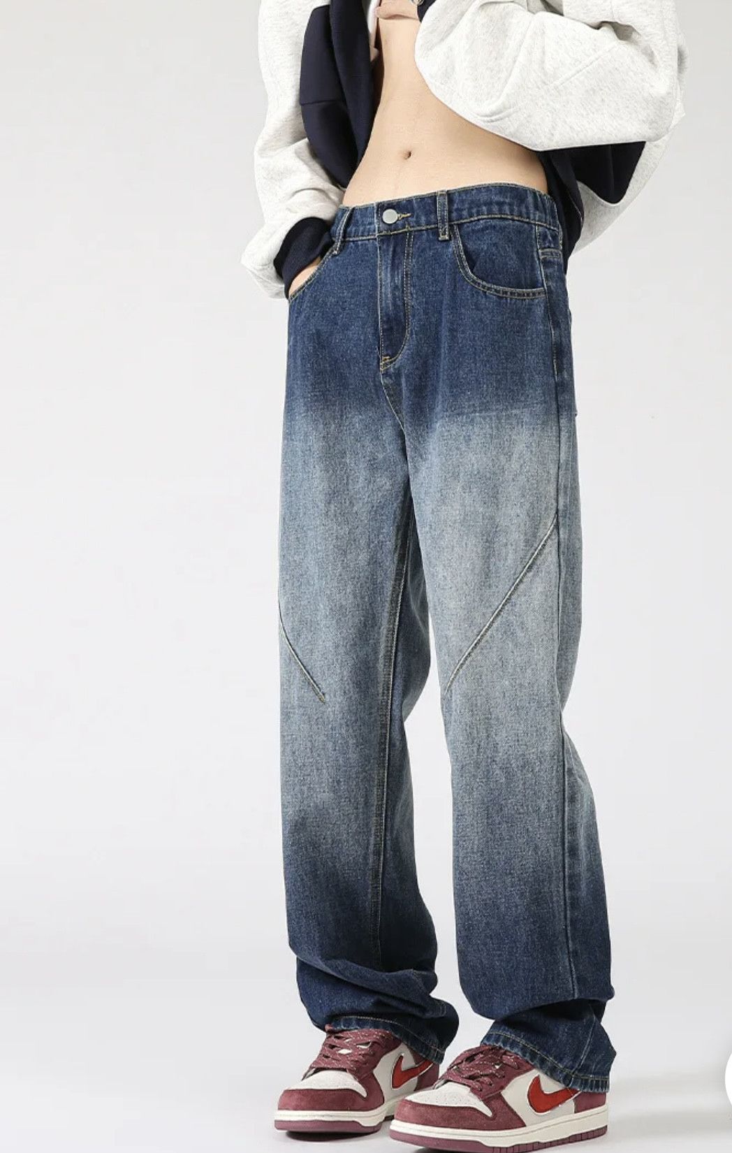 Denime × Japanese Brand Washed Old Jeans Men's Design Loose Tide Straight Pants Size US 36 / EU 52 - 6 Thumbnail