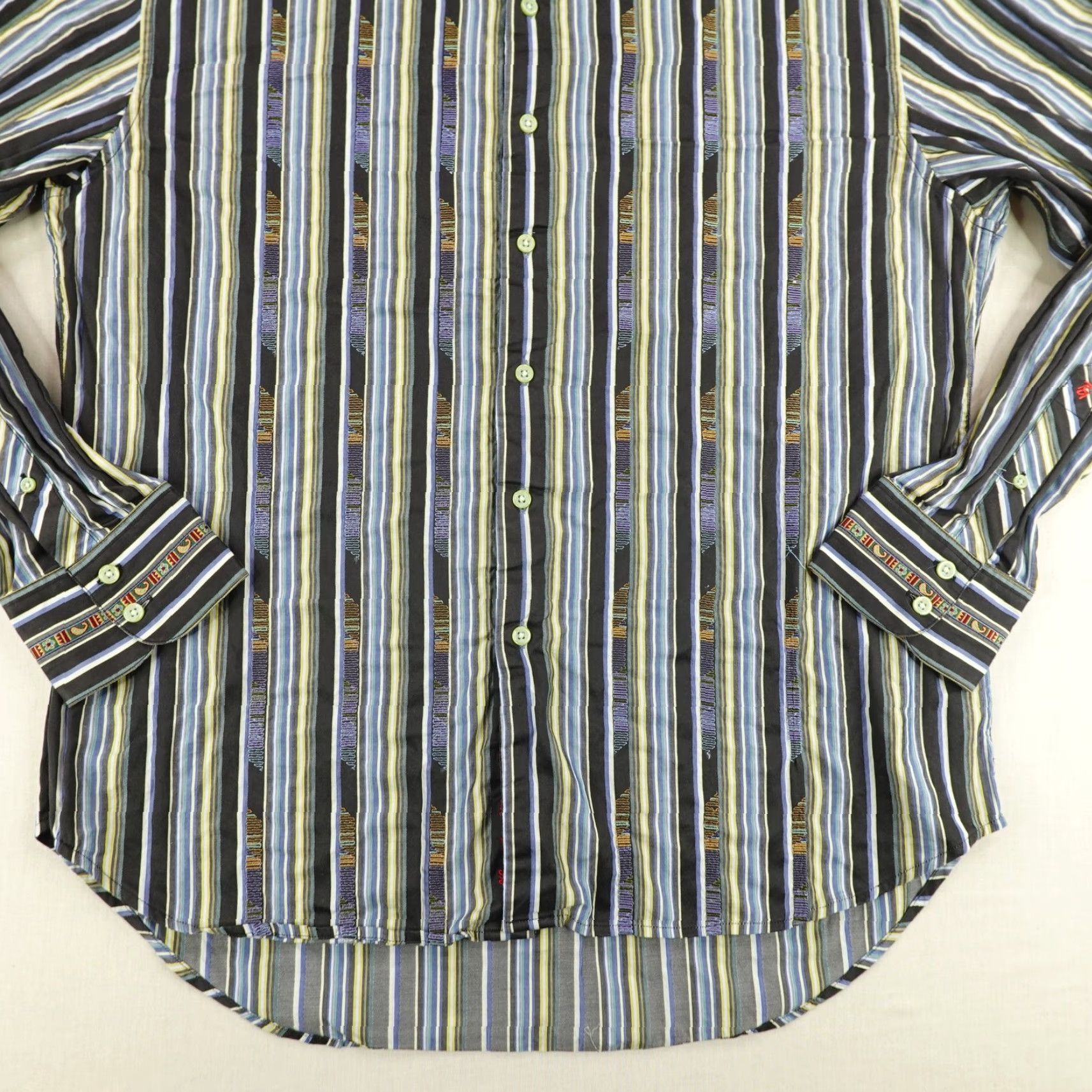 Robert Graham Robert Graham Shirt Mens XL Multicolor Striped Button-Up Long Sleeve Embroidered Size US XL / EU 56 / 4 - 3 Thumbnail