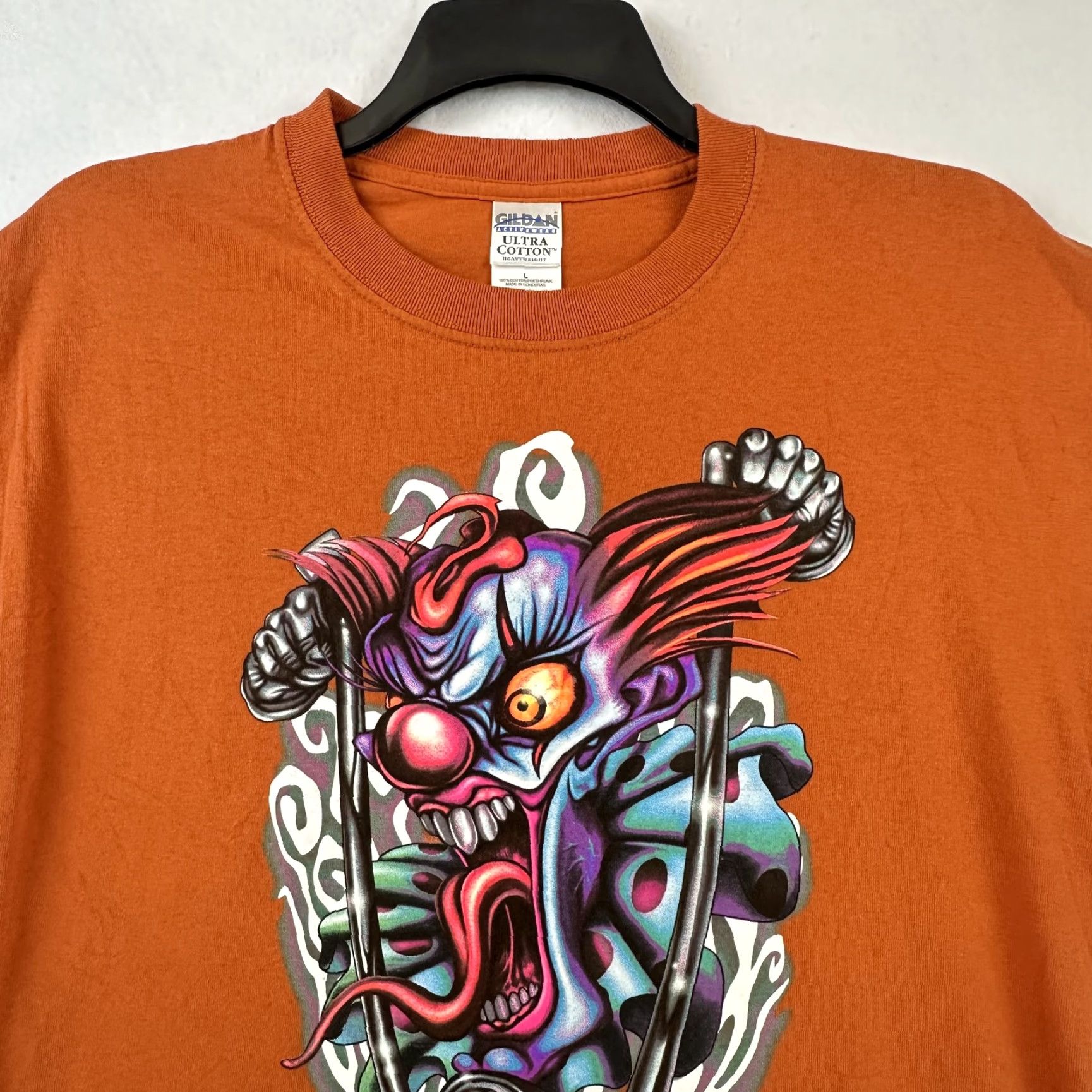 Gildan Sturgis Bike Week Shirt Mens Large Orange Clown Graphic Biker Event Tee Size US L / EU 52-54 / 3 - 4 Thumbnail