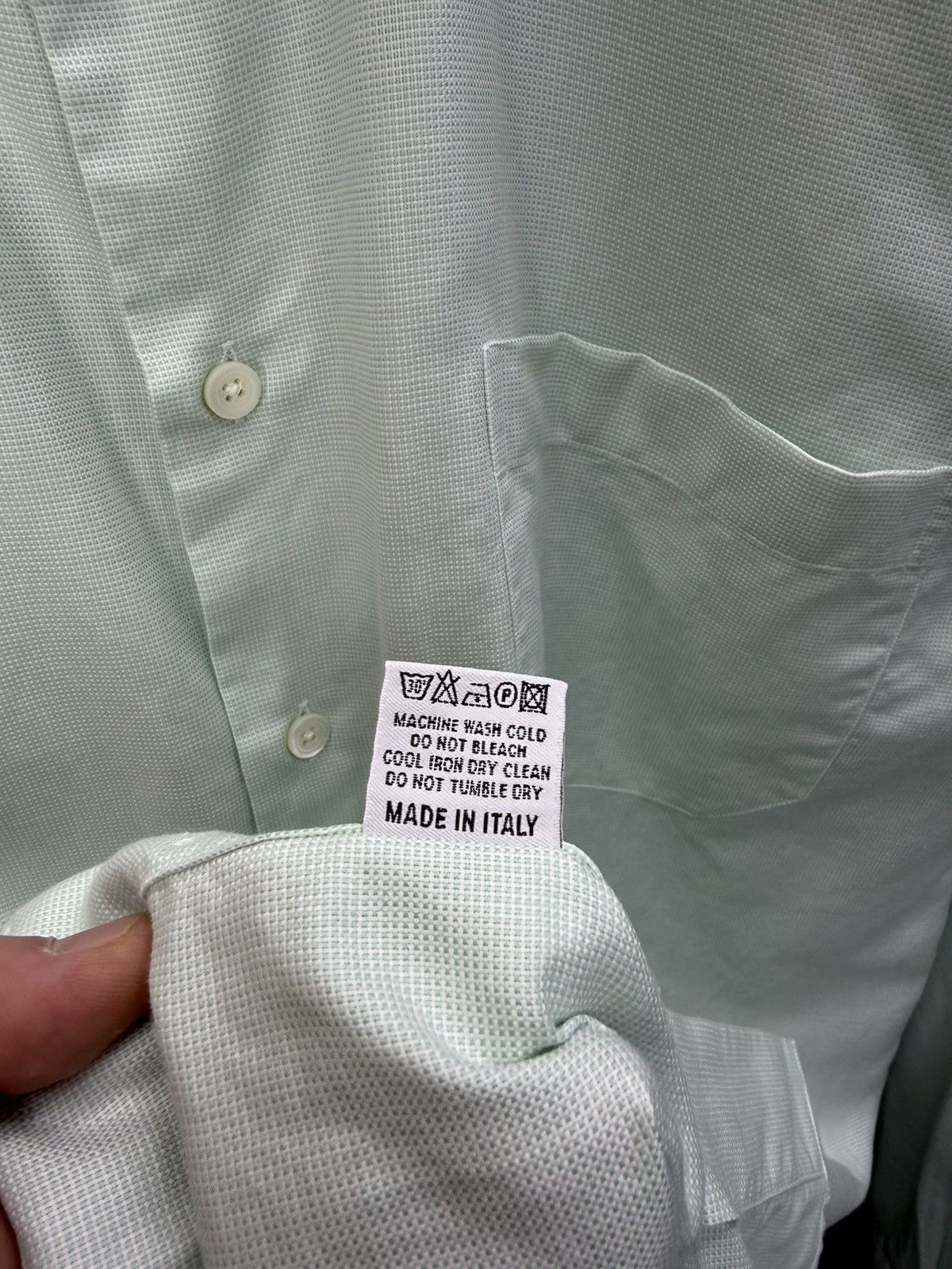 Canali Canali Mens Dress Shirt Mint Green Cotton Size 41/16 Size US L / EU 52-54 / 3 - 9 Thumbnail