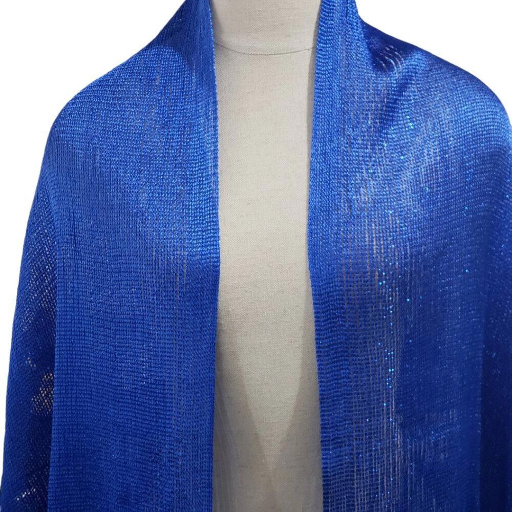 Designer CT1760 Odiva Royal Blue Fringes Scarf/Wrap Size ONE SIZE - 2 Thumbnail