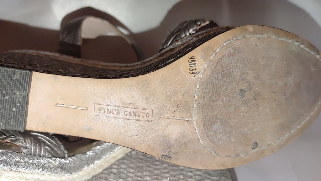 Vince Camuto Vince Camuto Tadeta Metallic Pewter Wedge Sandal Size 9M Size US 9 / IT 39 - 12 Thumbnail