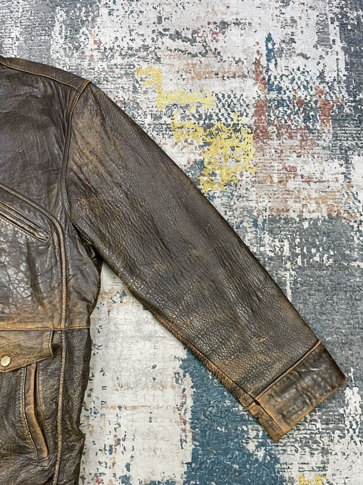 Genuine Leather Vtg Composition Distressed Lamb Skin Leather Jacket Size US L / EU 52-54 / 3 - 6 Thumbnail
