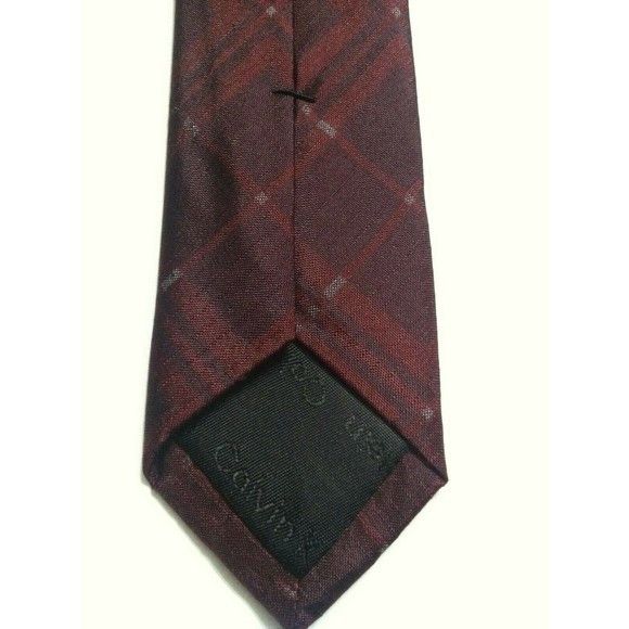 Calvin Klein CALVIN KLEIN MENS NEW BURGUNDY 100%SILK NECKTIE WIDTH: 2" Size ONE SIZE - 3 Thumbnail