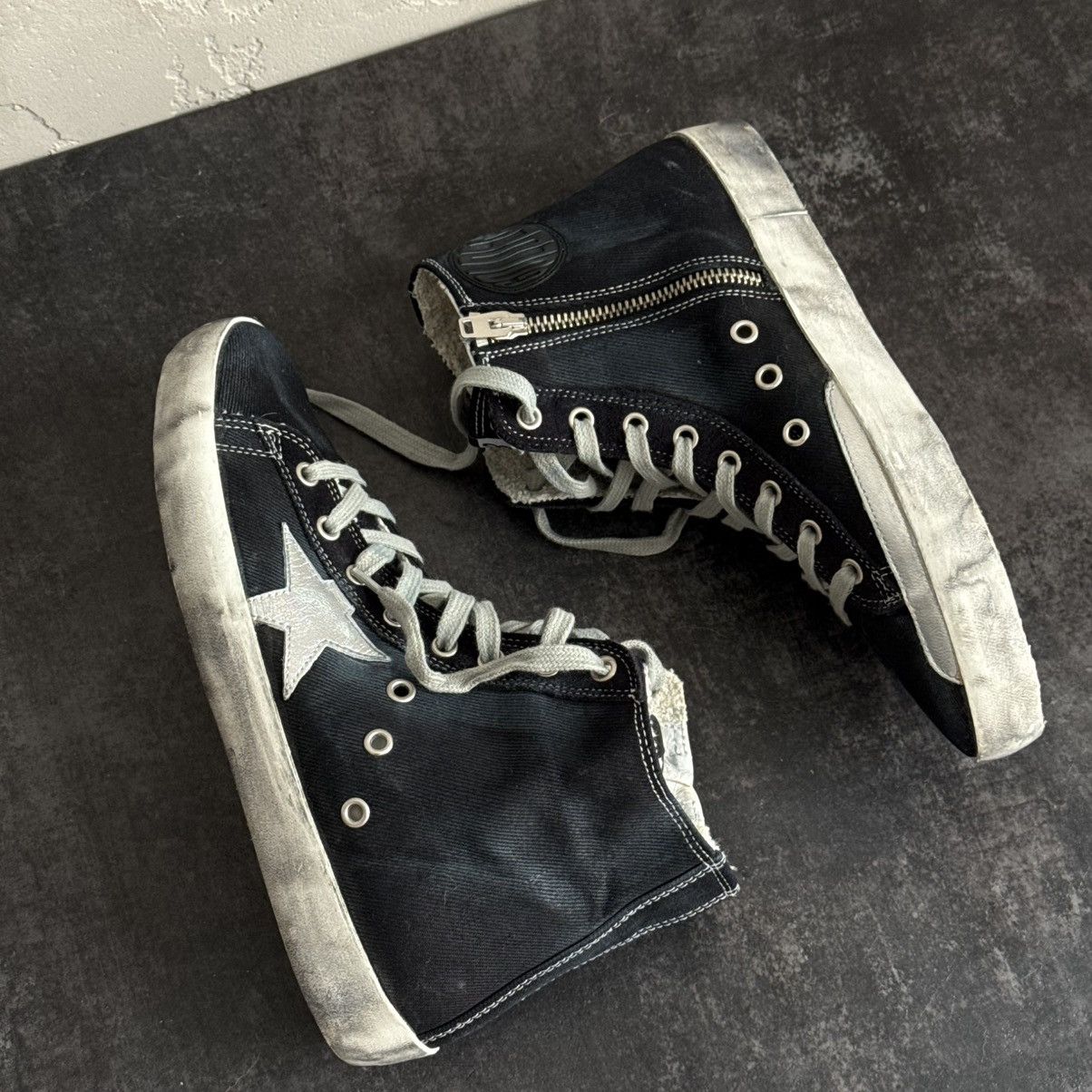 Golden Goose Golden Goose Francy Distressed Navy Denim High-Top Sneakers Size US 9 / IT 39 - 12 Thumbnail