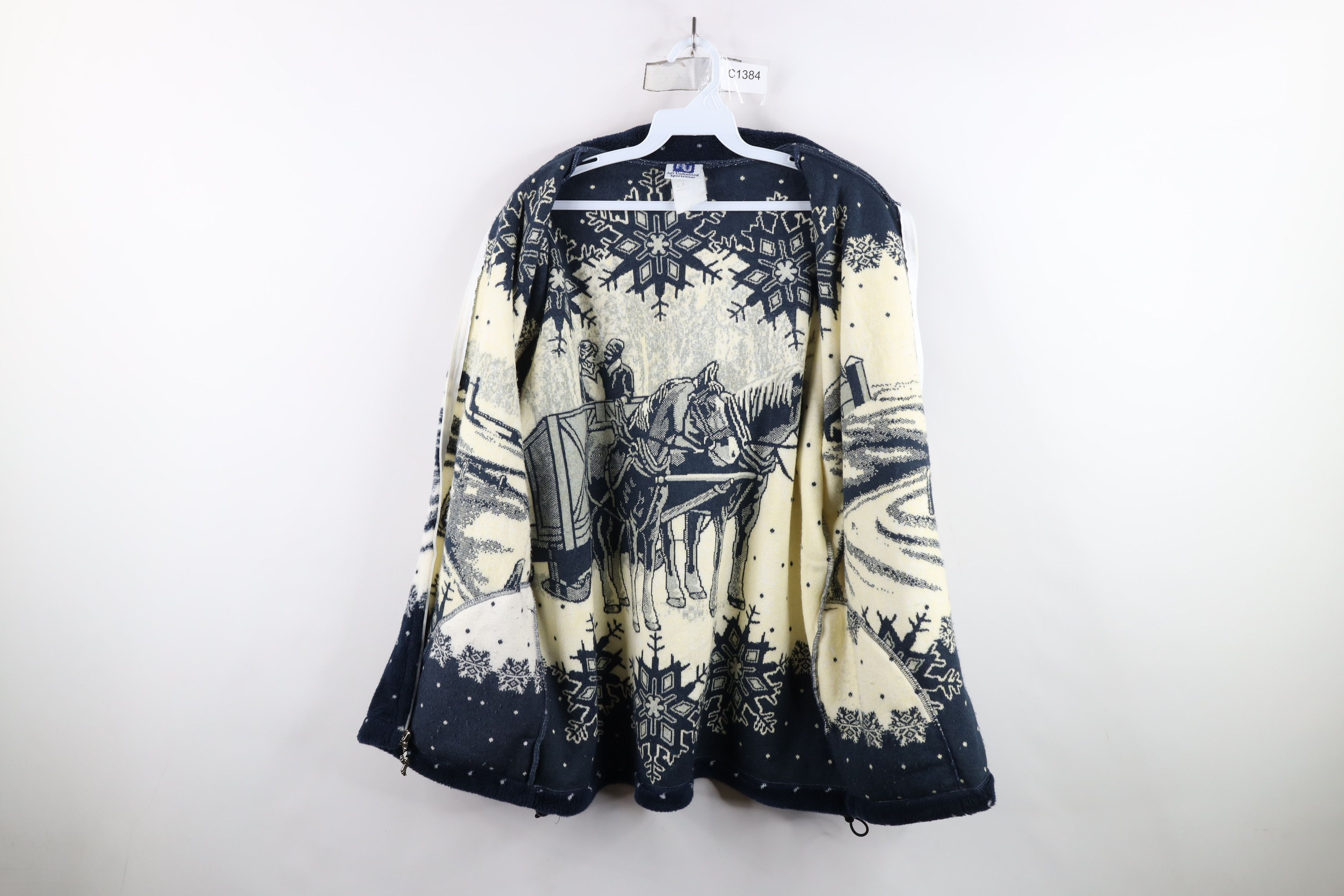 Vintage Vintage 90s Art Unlimited Horse All Over Print Fleece Jacket Size XL / US 12-14 / IT 48-50 - 10 Thumbnail