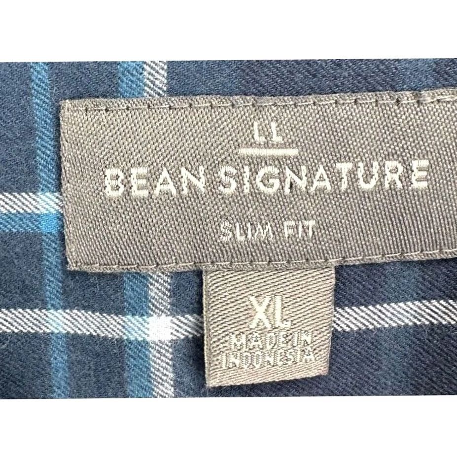 Vintage VINTAGE? No. L.L. Bean Signature Flannel Shirt Mens XL Blue Plaid Slim Button Up Flap Pocket Size US XL / EU 56 / 4 - 4 Thumbnail