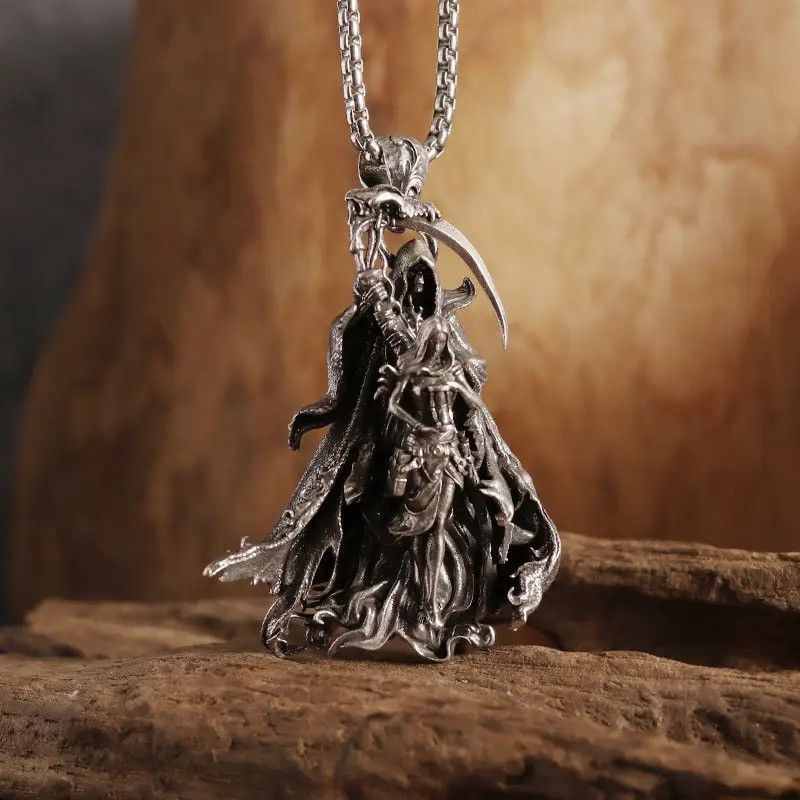 Jewelry Grim Reaper Scythe Hell Demon Skull Messenger Necklace Size ONE SIZE - 2 Thumbnail