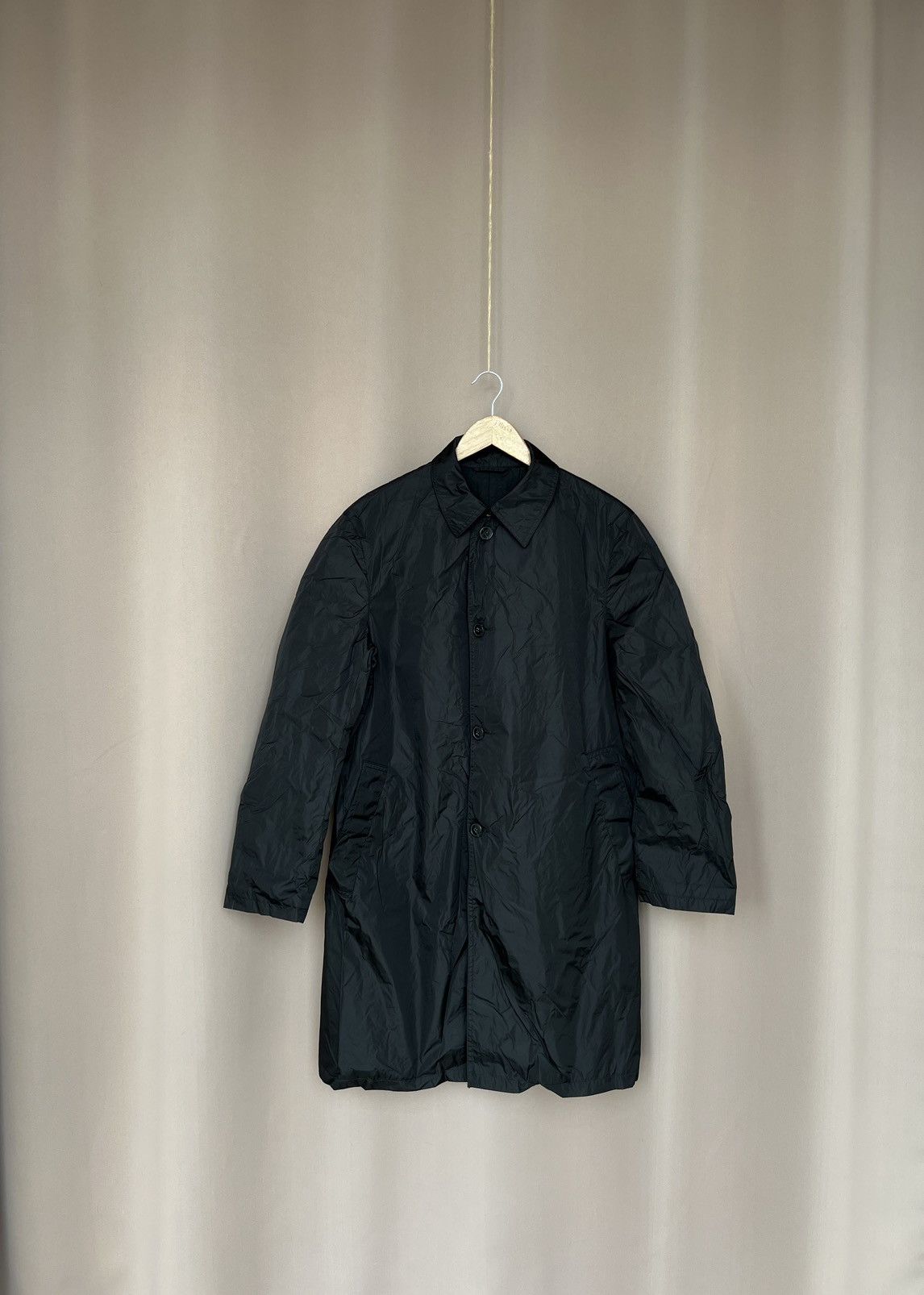 image of Z Zegna Z-Zegna Trench Coat Black Polyamide Light Jacket Mens Button (Size Small)