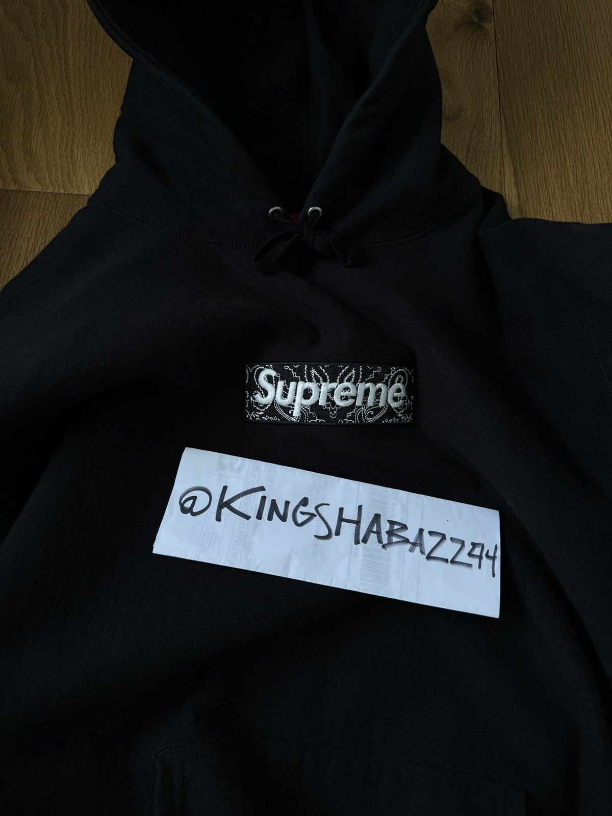 Supreme SUPREME BOX LOGO BLACK BANDANA HOODIE Size US XL / EU 56 / 4 - 9 Thumbnail
