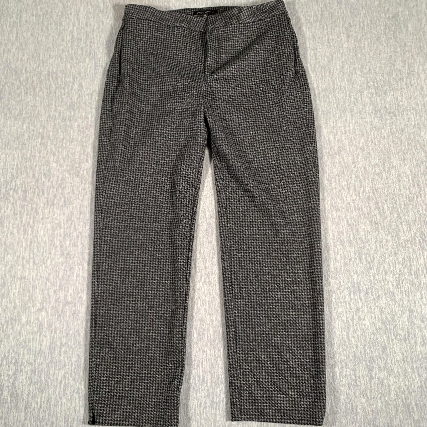 Banana Republic Banana Republic Pants Womens 10 Gray Check Straight Leg Lined Stretch Dressy Size 32" / US 10 / IT 46 - 2 Thumbnail