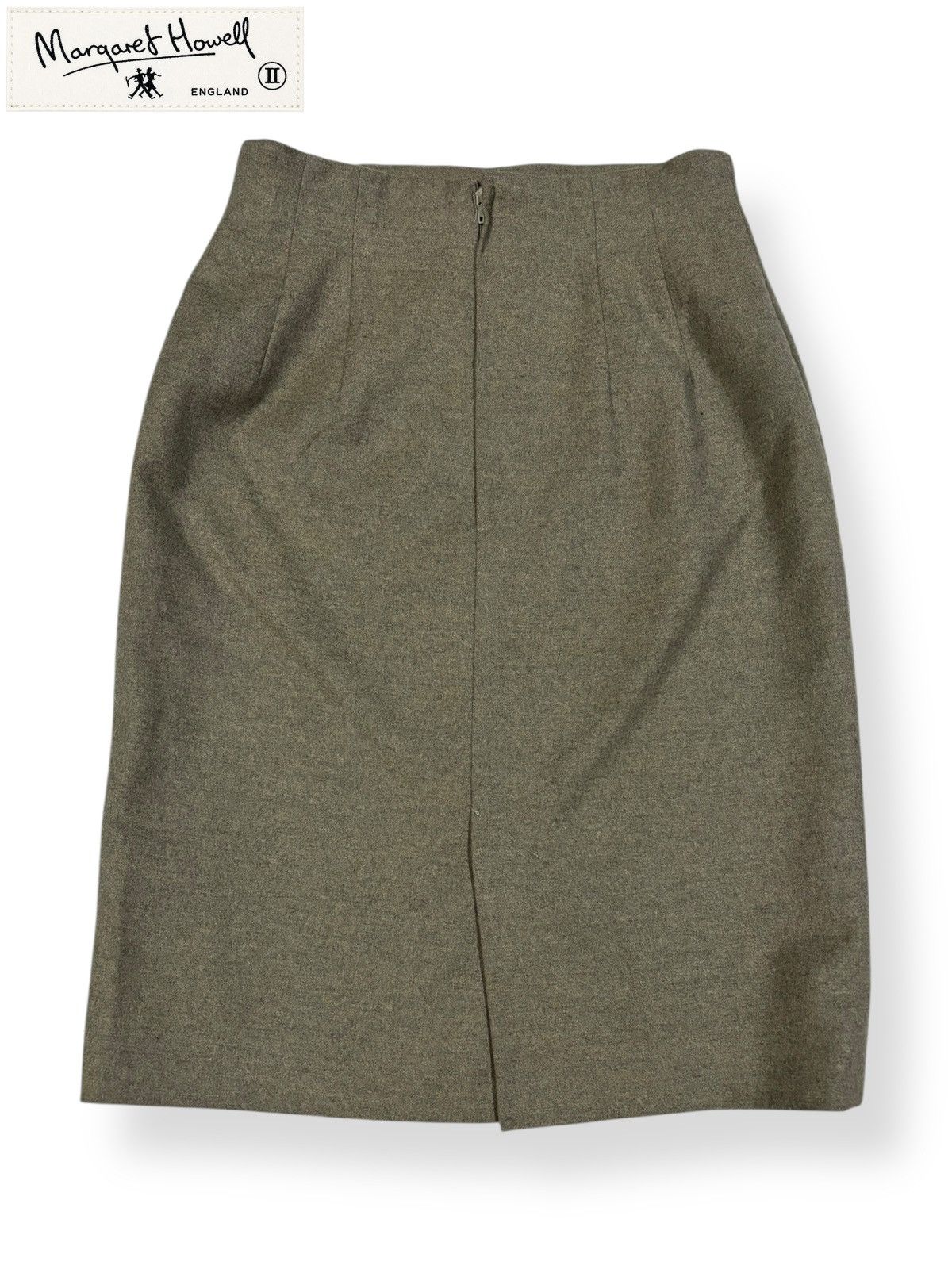 Margaret Howell Margaret Howell Wool Pleated Pencil Skirt in Khaki Green Size 24" / US 00 / IT 34 - 1 Thumbnail