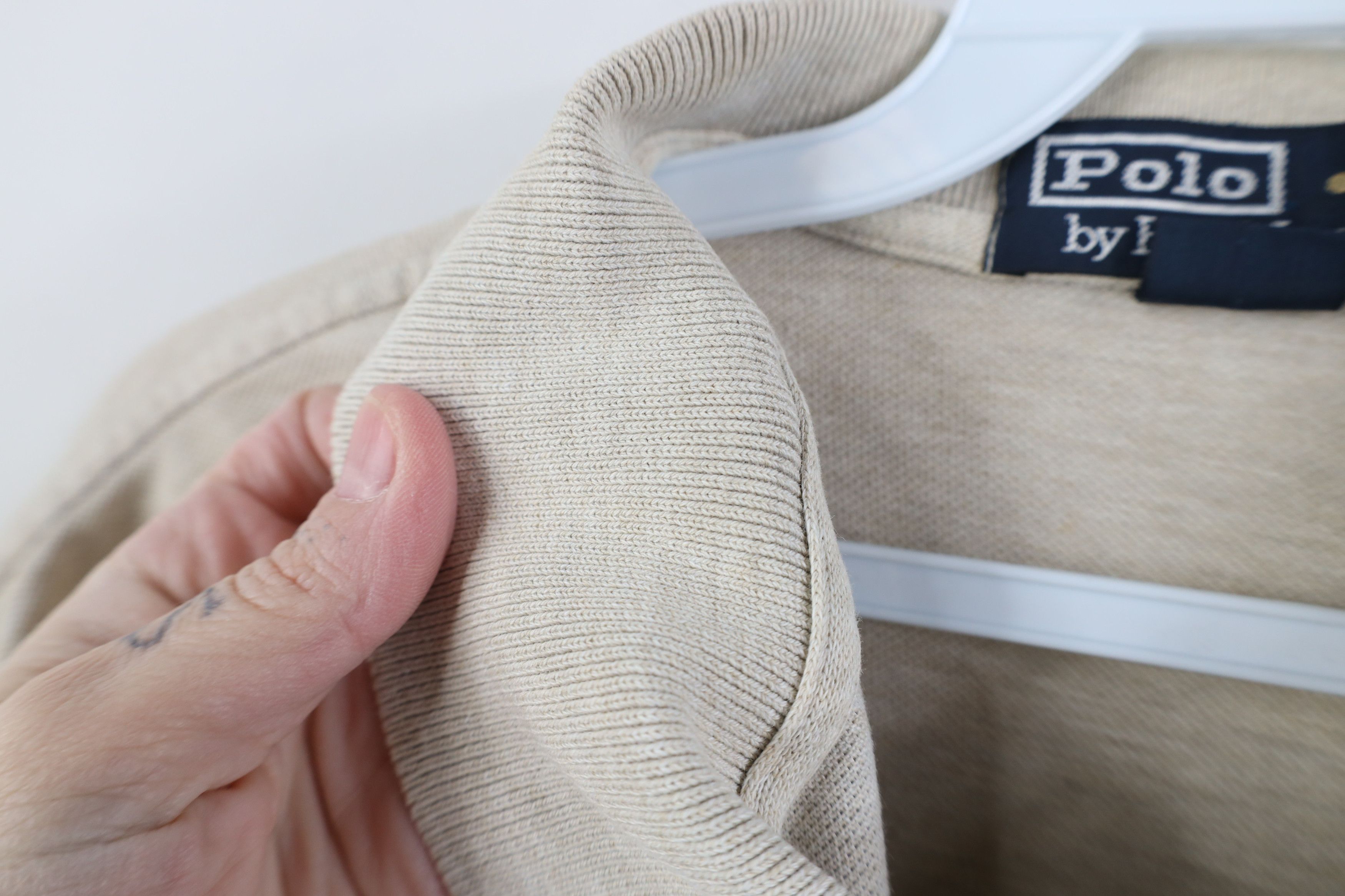 Ralph Lauren Vinage 90s Ralph Lauren Knit Collared Golf Polo Shirt Beige Size US XL / EU 56 / 4 - 6 Thumbnail