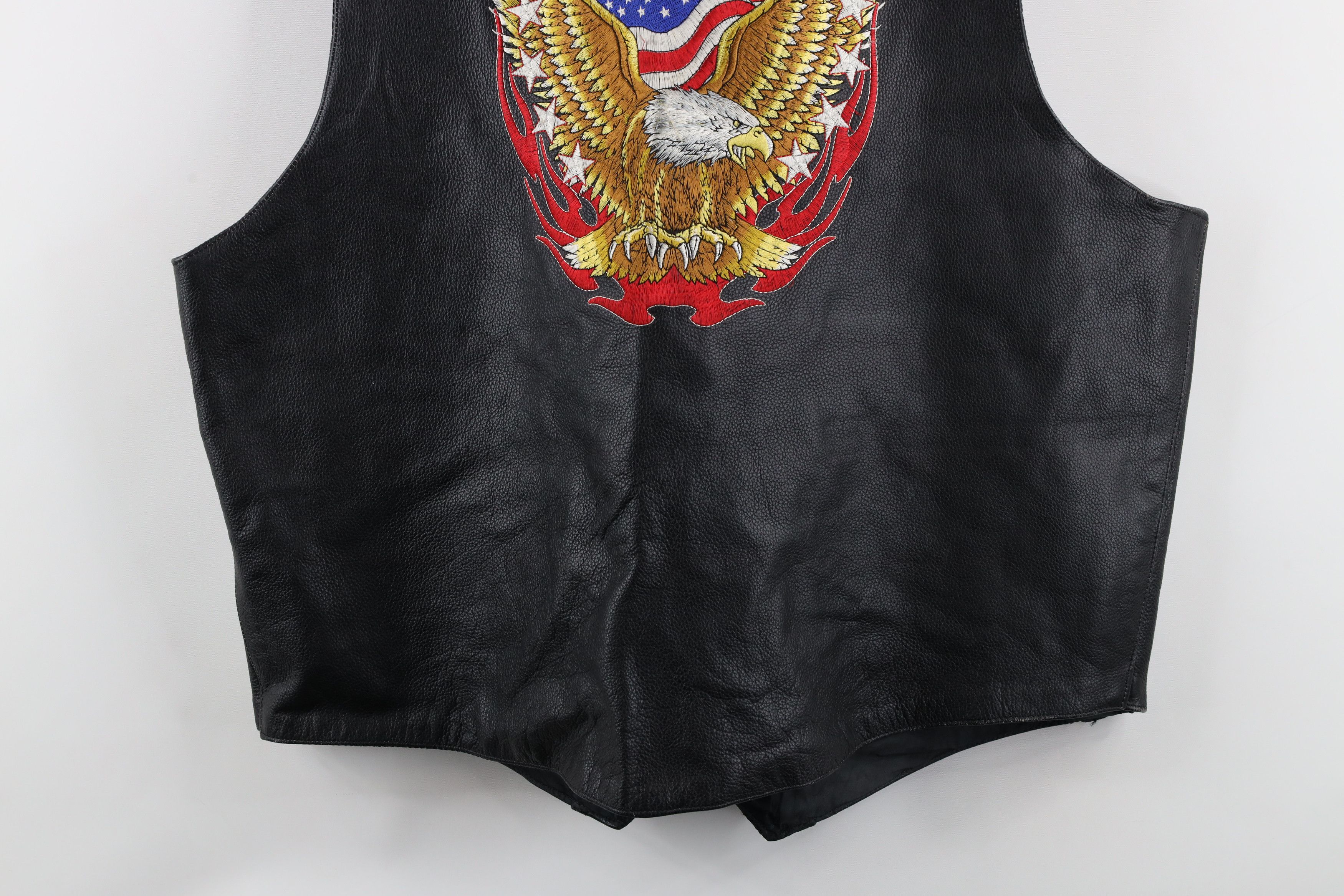 Vintage Vintage Streetwear Eagle Fire Flames Leather Motorcycle Vest Size US XXL / EU 58 / 5 - 20 Thumbnail