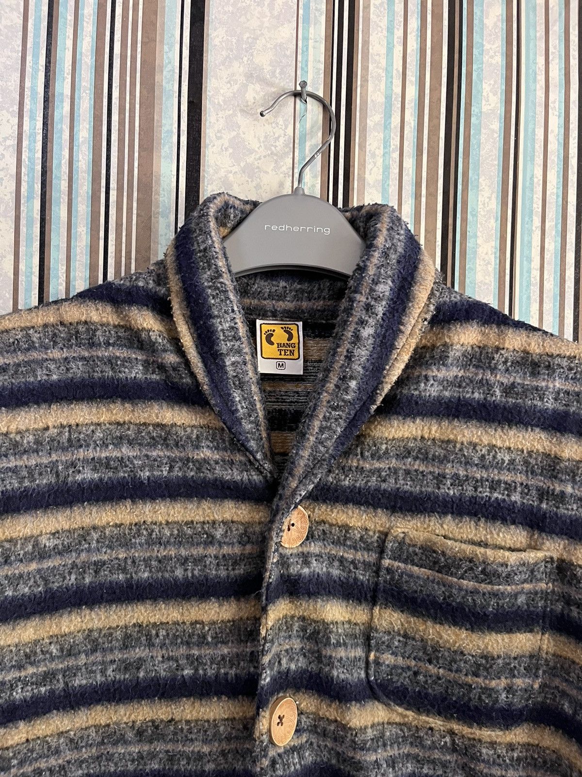 Hang Ten fleece striped wool button #D2 Size US M / EU 48-50 / 2 - 4 Thumbnail