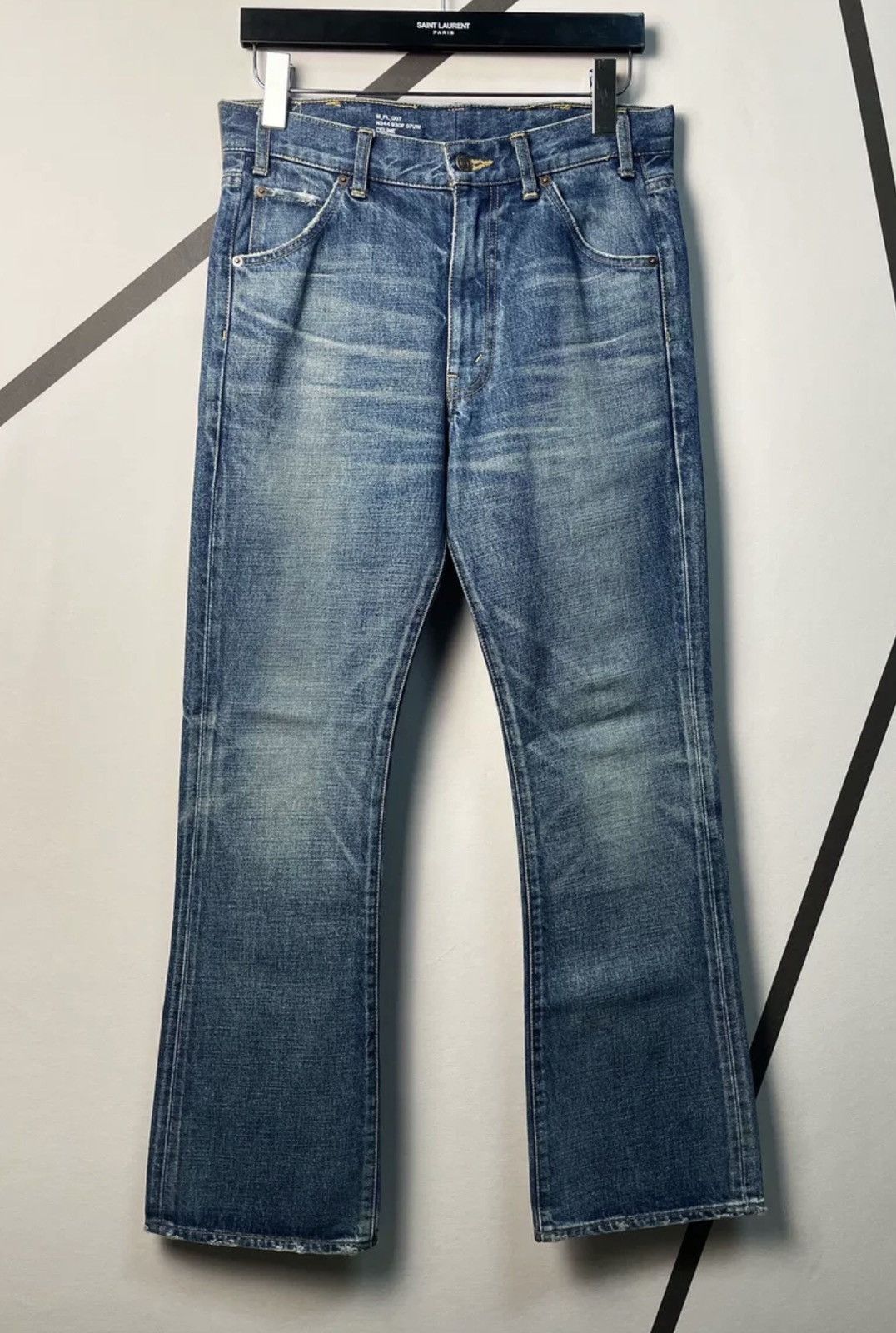 image of Celine 20 Aw Catwalk 007 Washed Blue Flared Jeans, Men's (Size 30)
