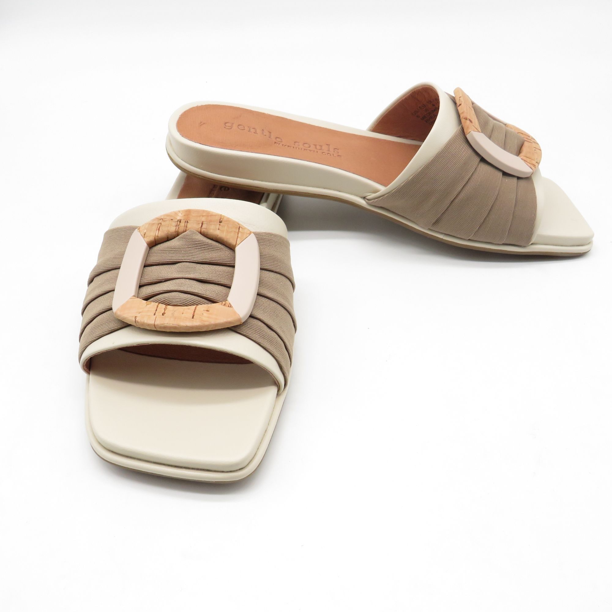 Gentle Souls Gentle Souls Rhea Sandals Beige Cork Buckle Sliders Size 6 M Size US 6 / IT 36 - 4 Thumbnail