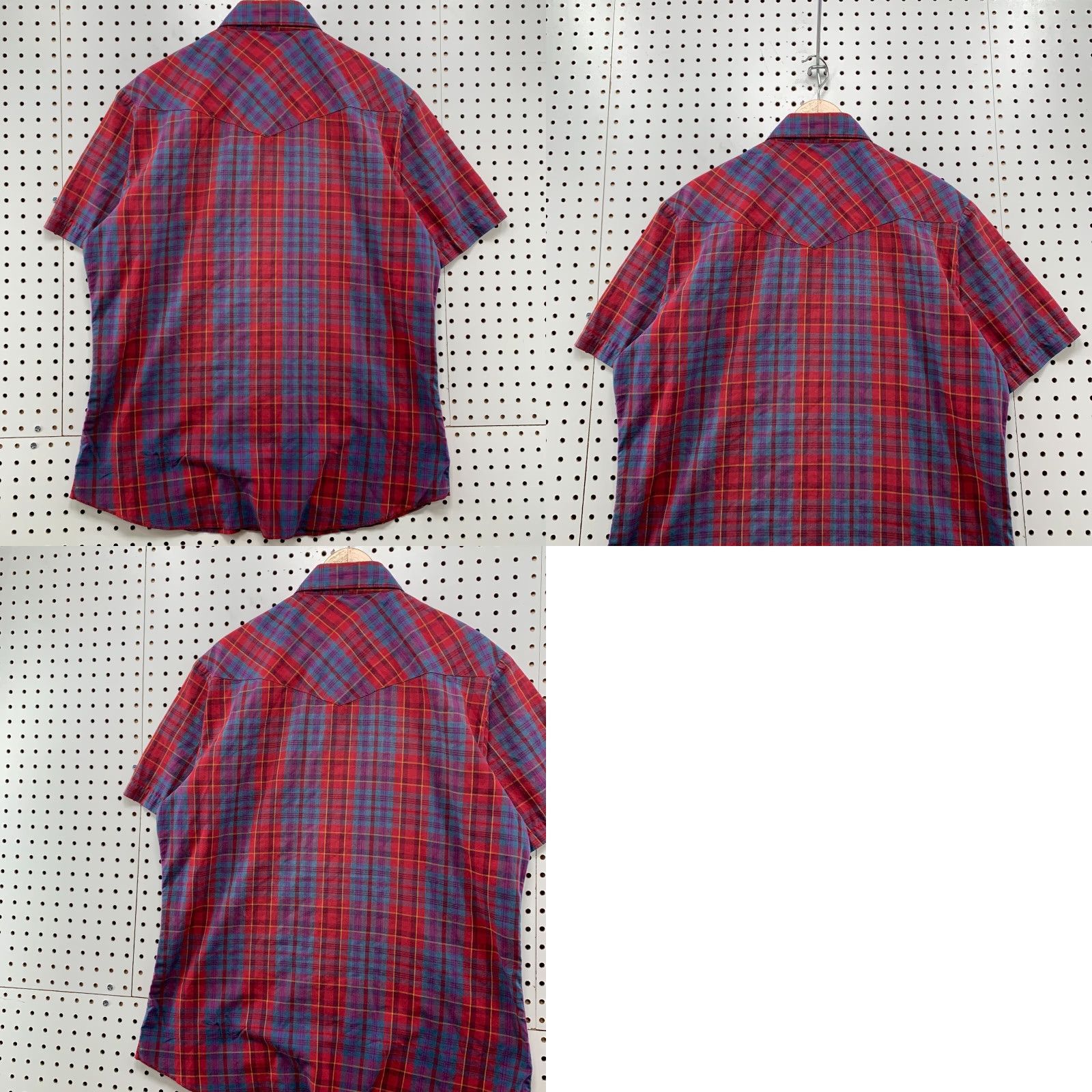 Wrangler VINTAGE Wrangler Western Snap Shirt Mens Large Red Blue Plaid Short Sleeve Size US L / EU 52-54 / 3 - 9 Thumbnail