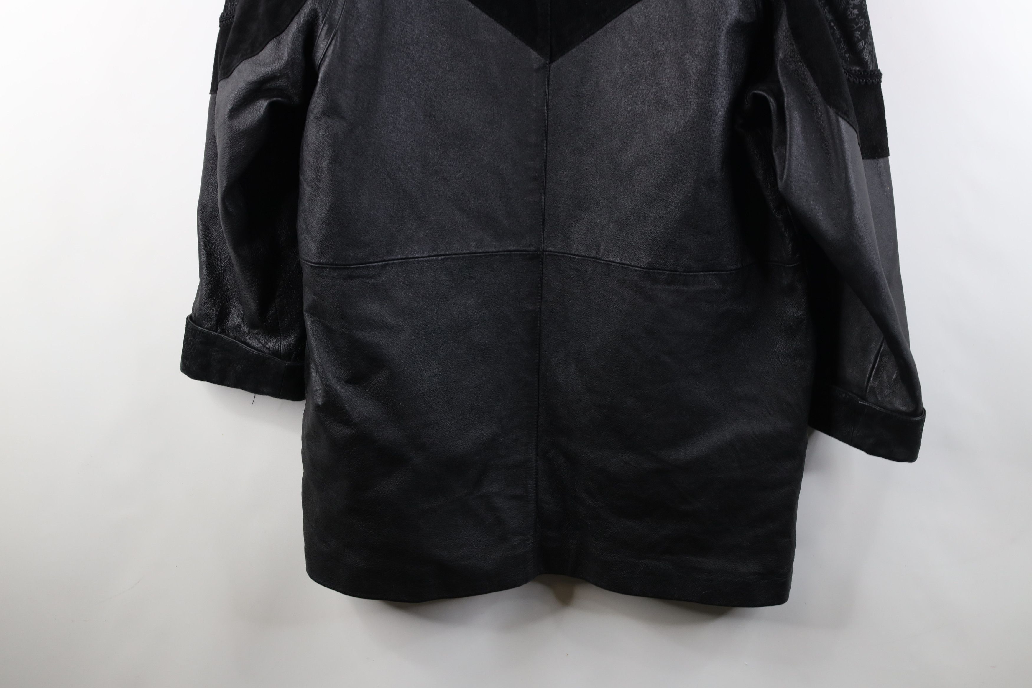 Vintage Vintage 90s Streetwear Gothic Paisley Leather Coat Jacket Size L / US 10 / IT 46 - 13 Thumbnail