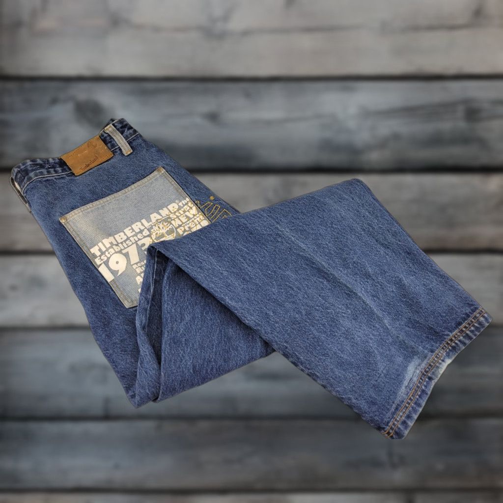 Timberland VINTAGE Timberland Jeans Baggy 90s Mens Regular Blue Denim 38x32 Belt Loops Pockets Logo Patch Distressed? Not Distressed Size US 38 / EU 54 - 1 Thumbnail