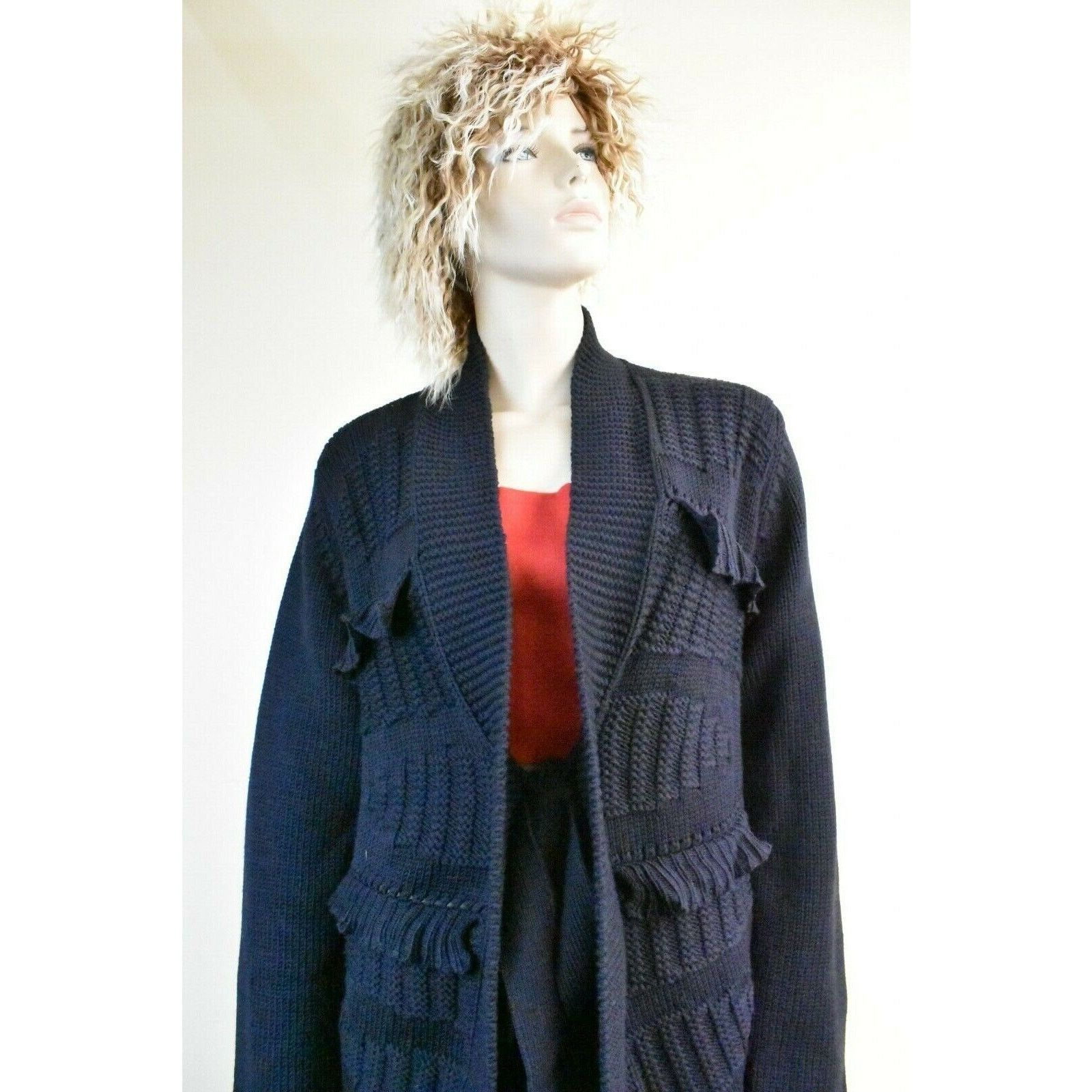 Valentino VALENTINO GARAVANI NAVY WOOL SWEATER CARDIGAN OVER COAT M IT Size M / US 6-8 / IT 42-44 - 4 Thumbnail