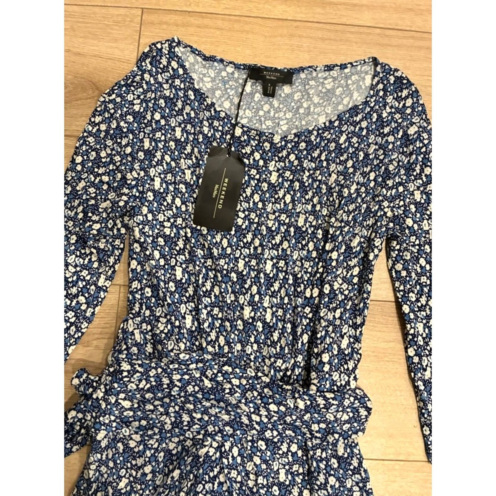 Max Mara Weekend Max Mara Acume Dress Floral Faux Wrap Midi A-Line XL Women’s Blue NWT Size XL / US 12-14 / IT 48-50 - 2 Thumbnail