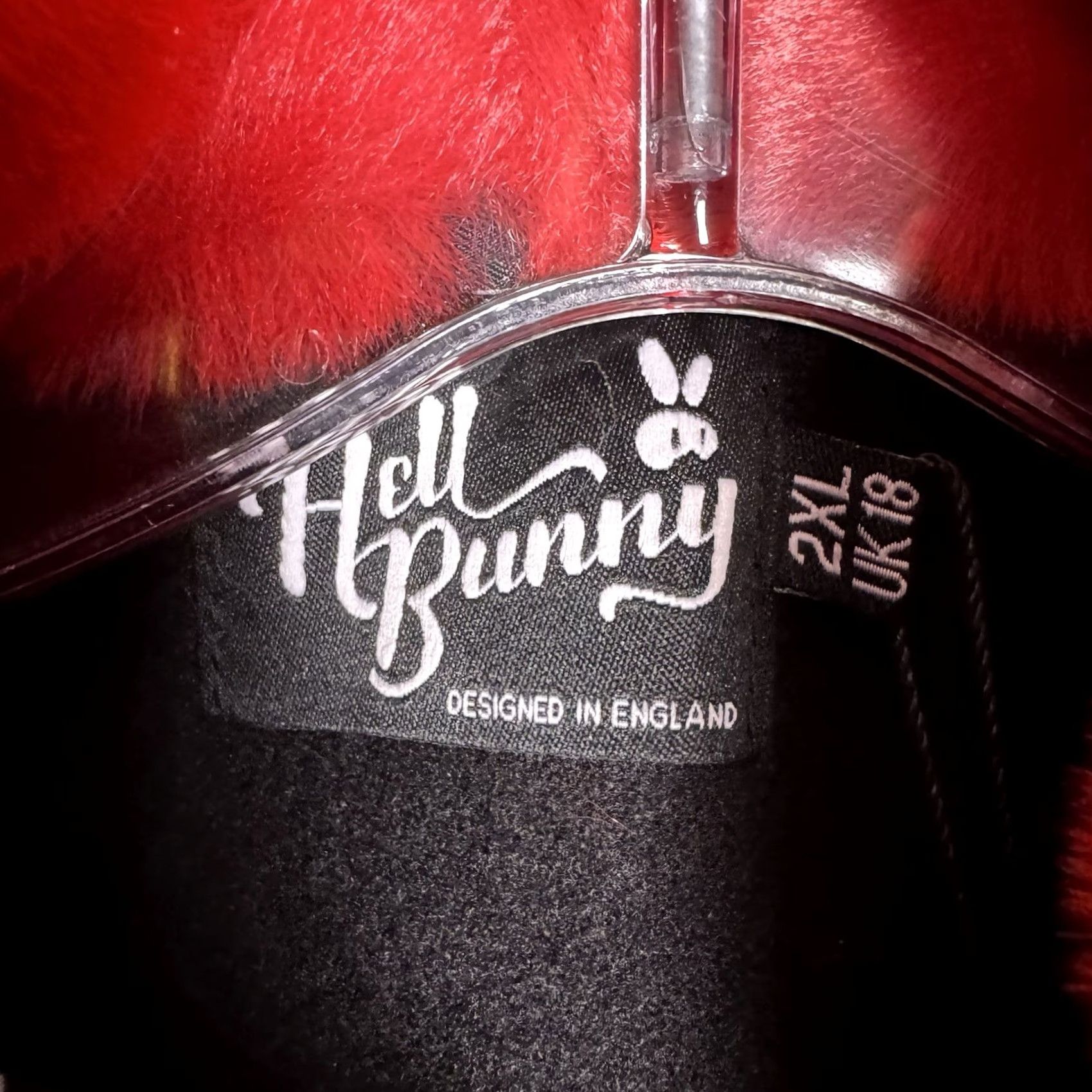 Vintage Hell Bunny Coat Womens 2X 2XL UK 18 Faux Fur Collar Corazon Geometric Red Overcoat Long Sleeve Mid-Length Jacket/Coat Womens Mens? Size XXL / US 16-18 / IT 52-54 - 5 Thumbnail