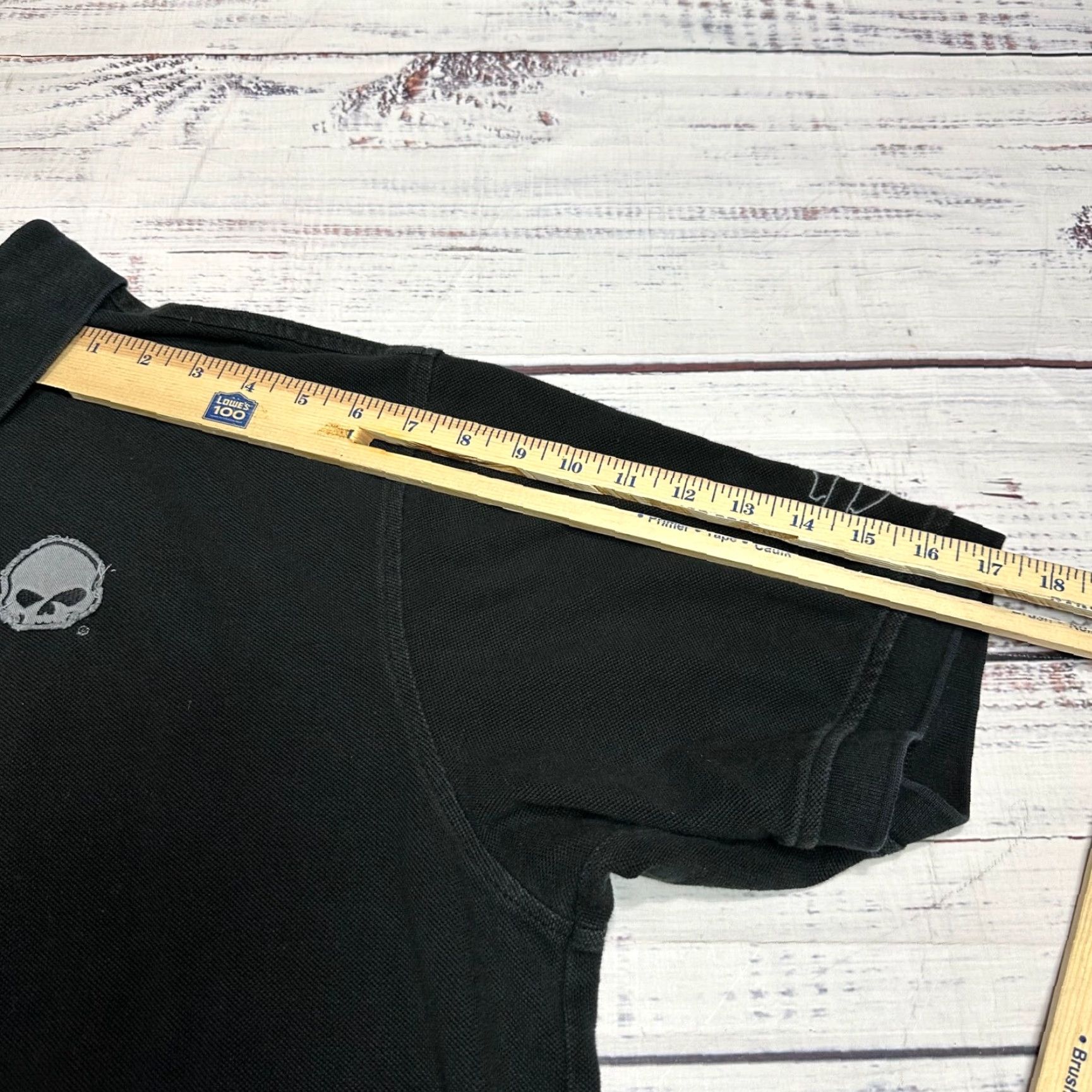 Harley Davidson Harley-Davidson Mens Polo Shirt XL Black Back Graphic Skull Flames Shirt Mens XL Black Skull Flames Polo Size US XL / EU 56 / 4 - 3 Thumbnail