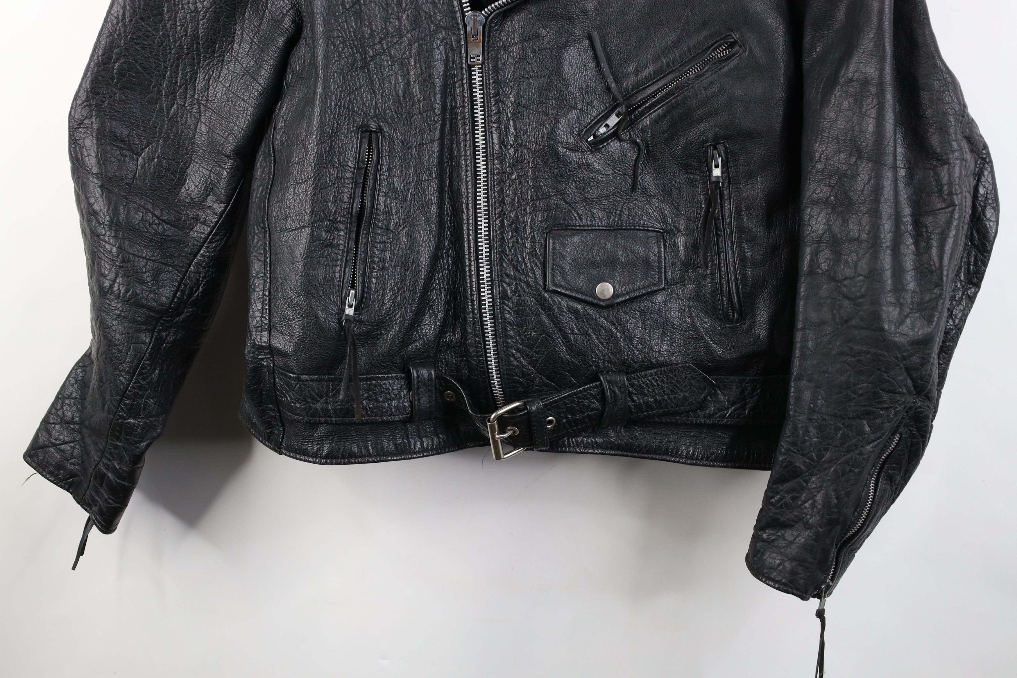 Vintage Vintage 90s Streetwear Leather Motorcycle Battle Jacket Size US XXL / EU 58 / 5 - 3 Thumbnail