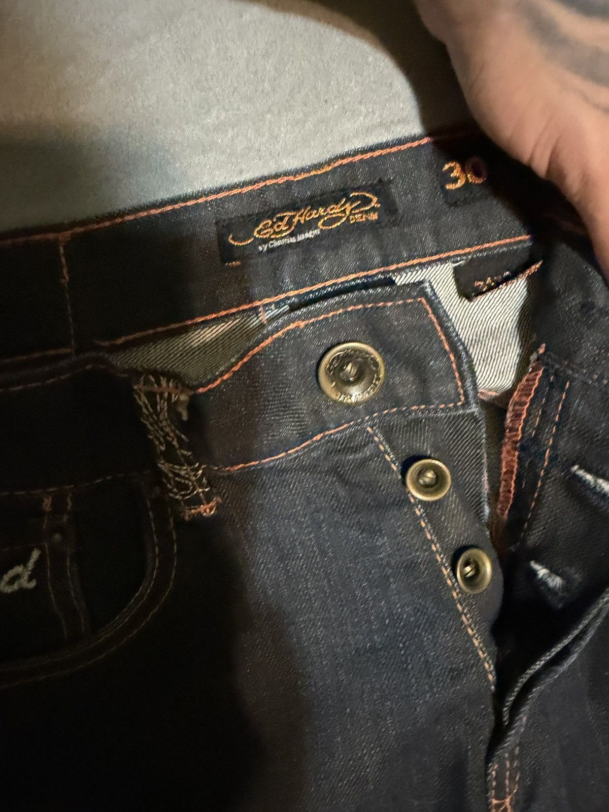 Ed Hardy Y2k vintage christian audigier ed hardy crystal denim Size US 31 - 10 Thumbnail
