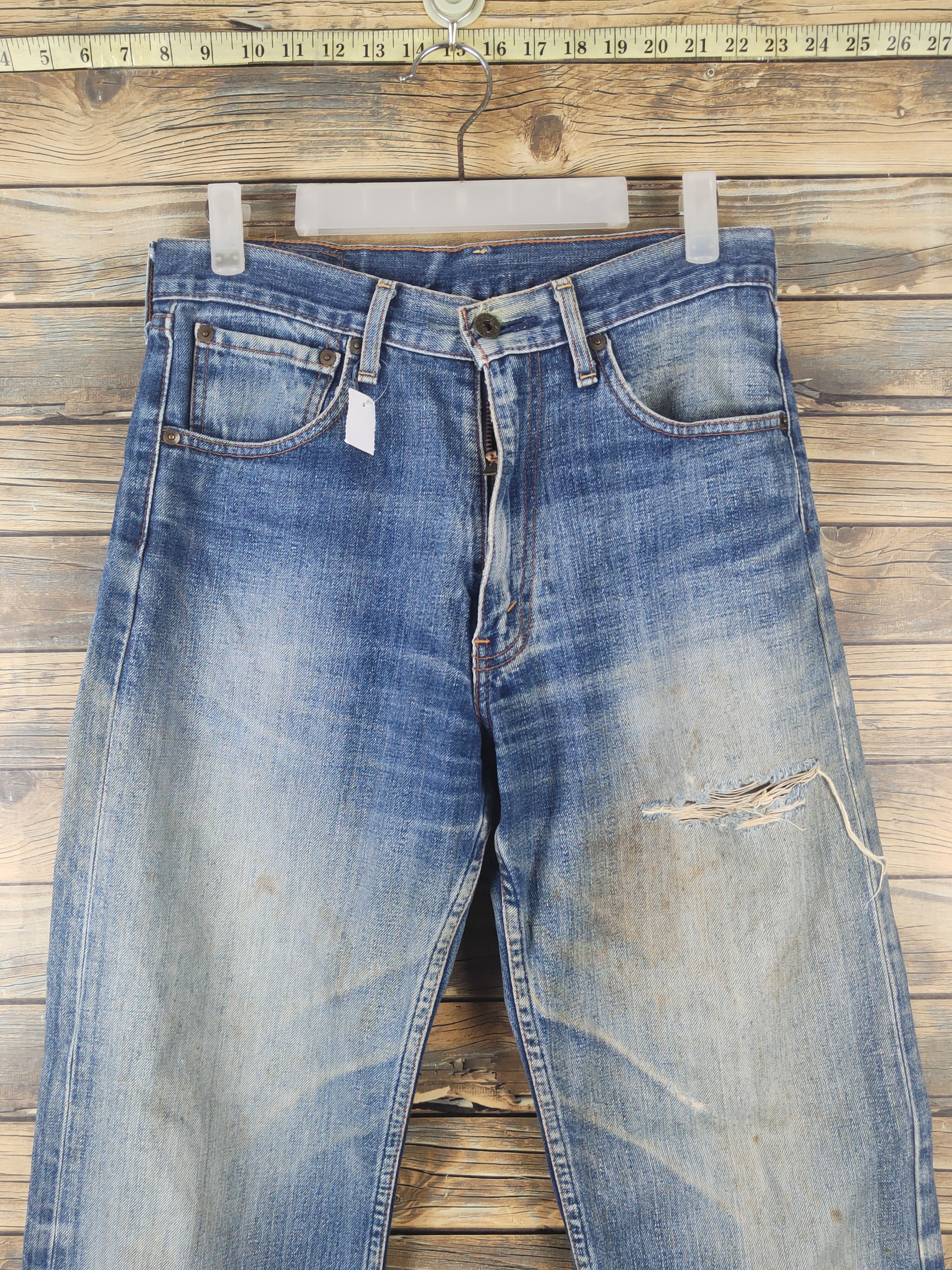 Levi's DL 503 Levi's Blue Distressed Ripped Denim Jeans #1639 Size US 30 / EU 46 - 2 Thumbnail