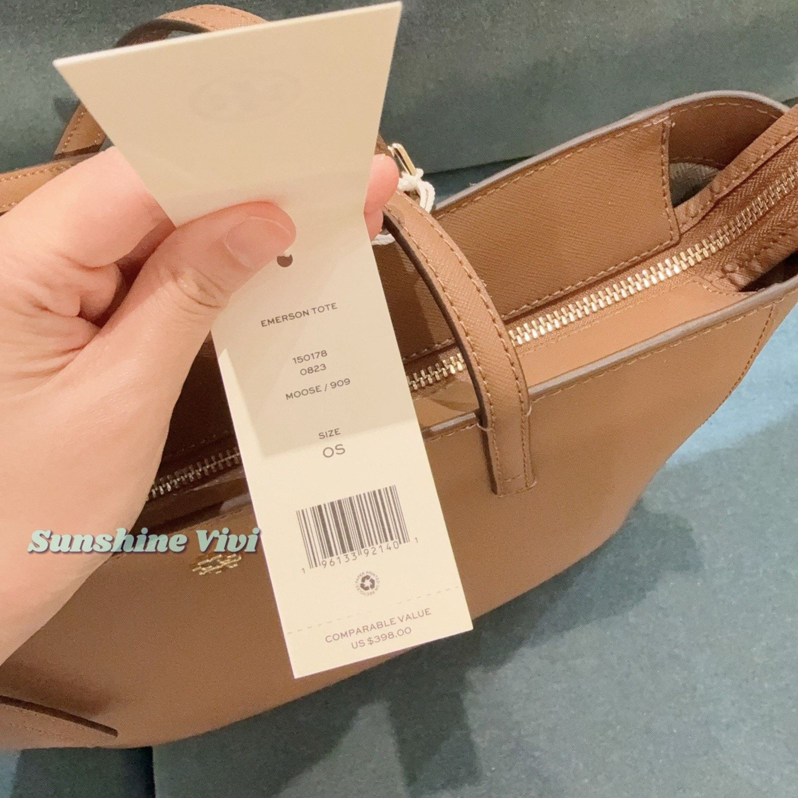 Tory Burch NWT Tory Burch Emerson Leather Tote 150178 Moose Size ONE SIZE - 3 Thumbnail