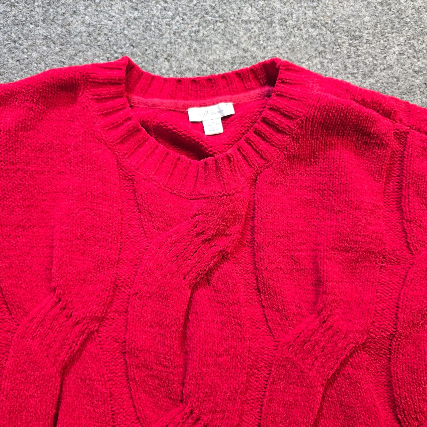 J. Jill J Jill Sweater Womens 2X Red Chenille Cable Knit Long Sleeve Pullover Casual Top Size XXL / US 16-18 / IT 52-54 - 2 Thumbnail