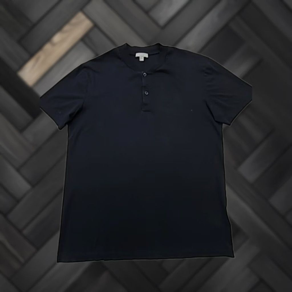 Cos C O S Men Black Henley Button Front Polo Shirt Size M Regular Jersey Size US M / EU 48-50 / 2 - 1 Thumbnail
