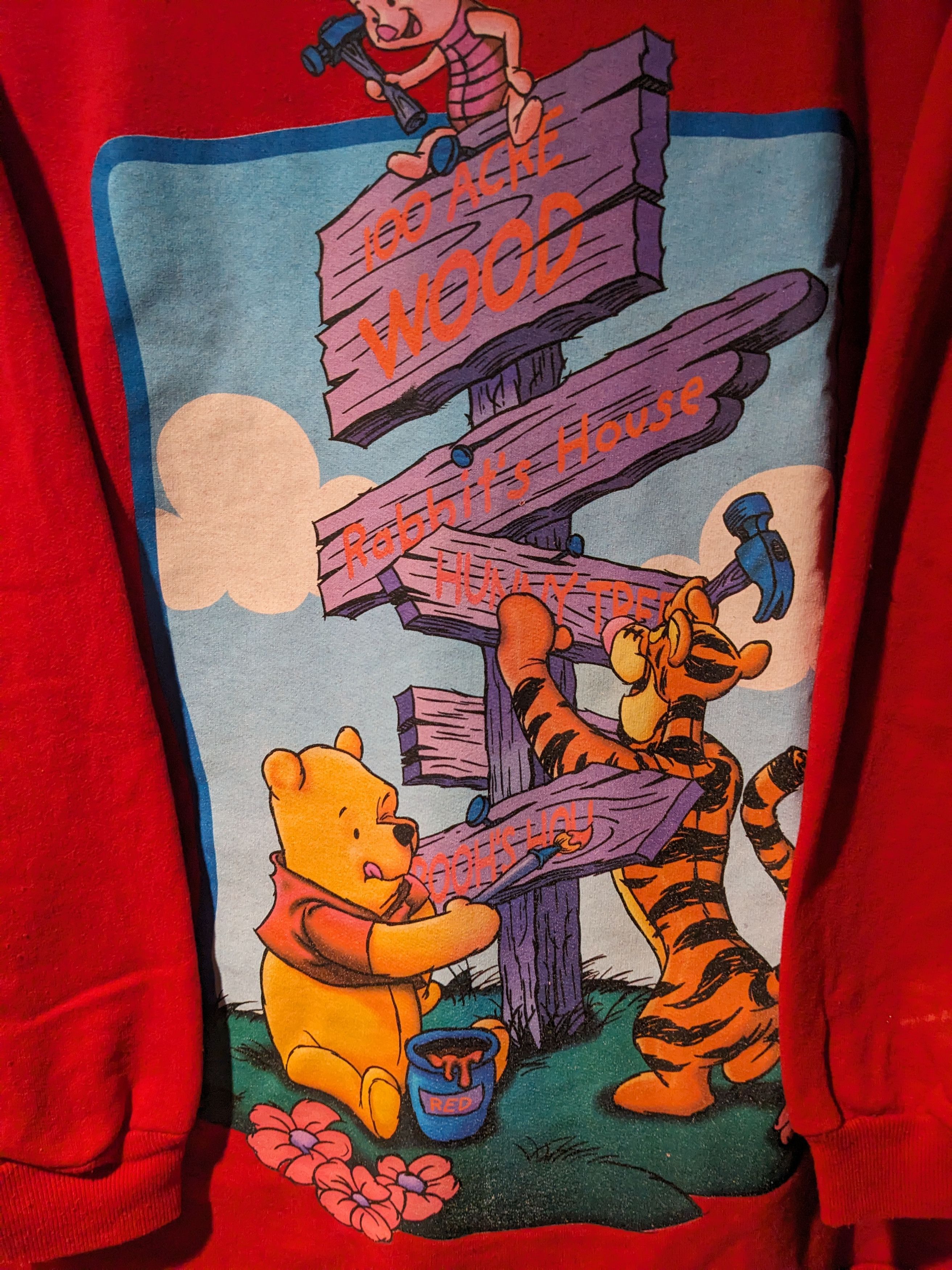 Disney × Vintage Vintage 90s Winnie the Pooh 100 Acre Light Weight Sweatshirt Size US XL / EU 56 / 4 - 2 Thumbnail