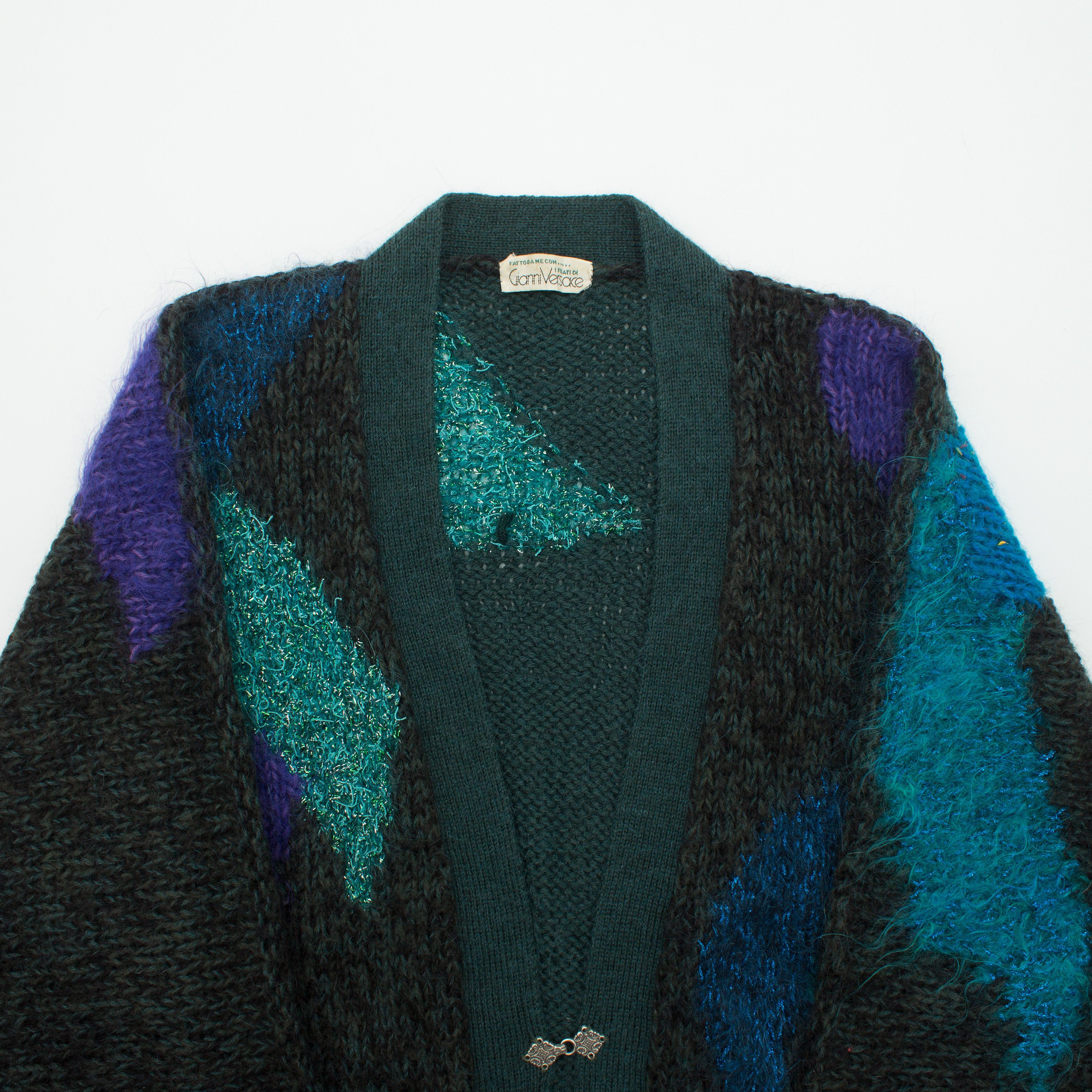 Versace Vintage Handmade Mohair Cardigan Gianni Versace Yarn Tag 80s Size ONE SIZE - 12 Thumbnail