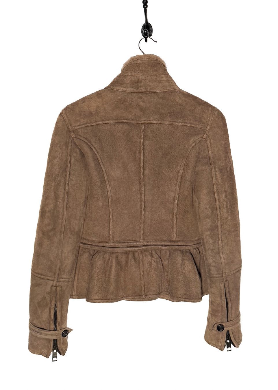 Burberry Prorsum Burberry Prorsum FW12 Runway Beige Peplum Shearling Jacket Size S / US 4 / IT 40 - 3 Thumbnail