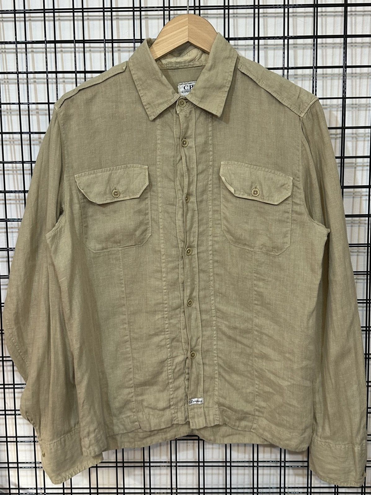 C.P. Company long-sleeved linen utility shirt .