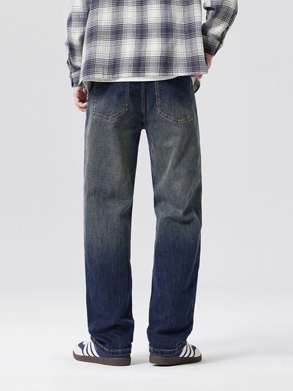 Japanese Brand Men's loose straight leg retro washed casual jeans Size US 32 / EU 48 - 5 Thumbnail