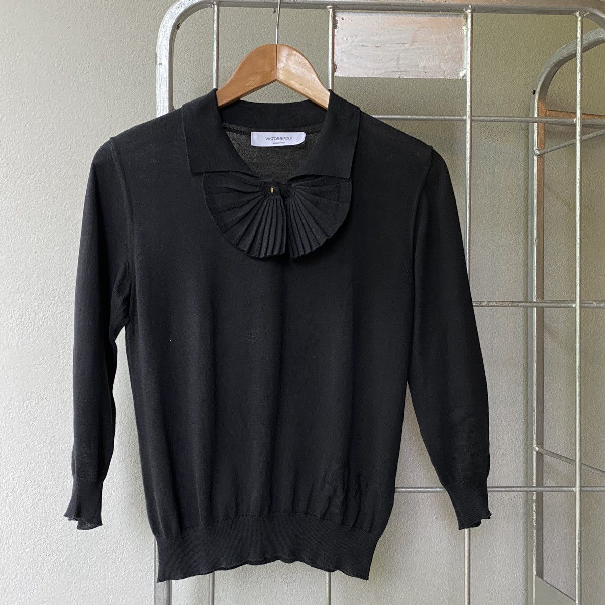 Viktor & Rolf VIKTOR& ROLF Black Semi-Sheer Knit Shirt Size XS / US 0-2 / IT 36-38 - 1 Thumbnail