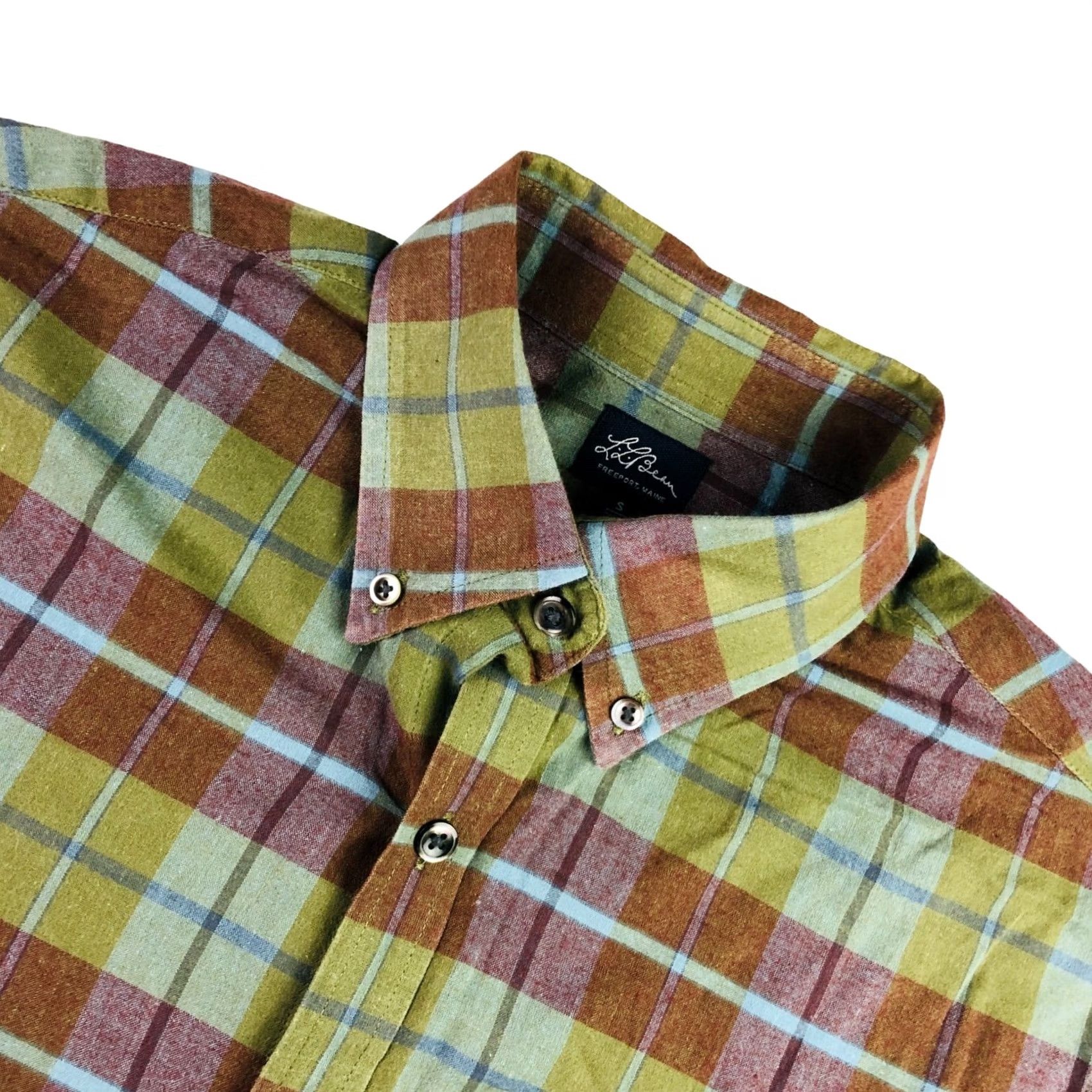 Vintage LL Bean Men’s 100% Cotton Button-Up Shirt Green/Brown Plaid Small Long Sleeve Collared Button-Down Vintage No Size US S / EU 44-46 / 1 - 2 Thumbnail