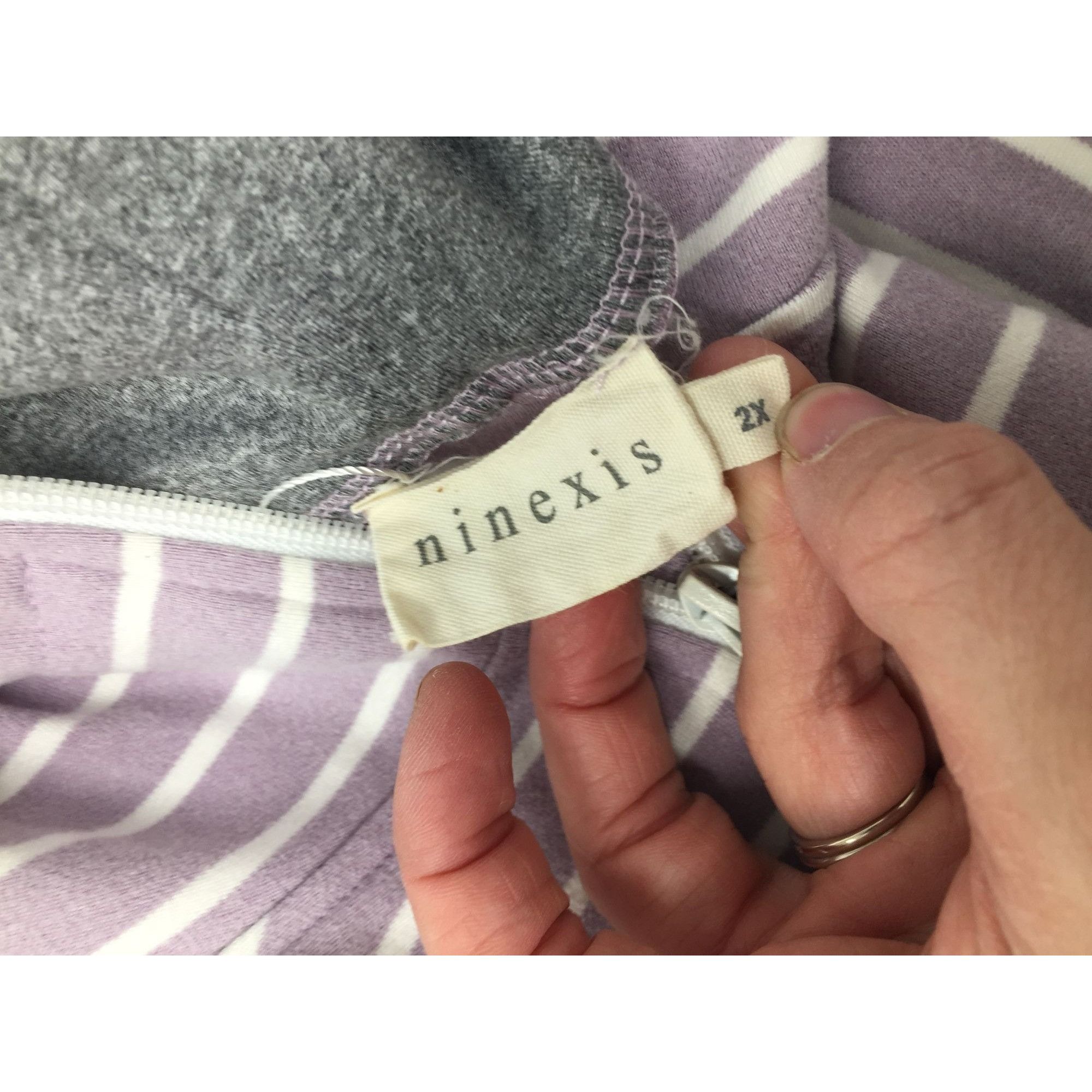Other Ninexis Womens Purple and White Striped Hoodie Size 2X Size XXL / US 16-18 / IT 52-54 - 4 Thumbnail