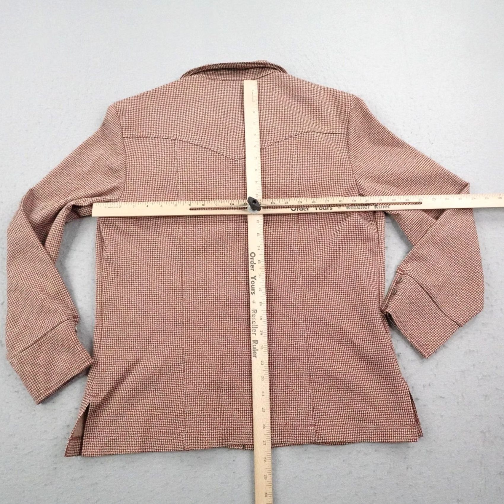 Lee VINTAGE Lee Shirt Mens Large Brown Houndstooth Pearl Snap Western 70s Shacket Size US L / EU 52-54 / 3 - 5 Thumbnail